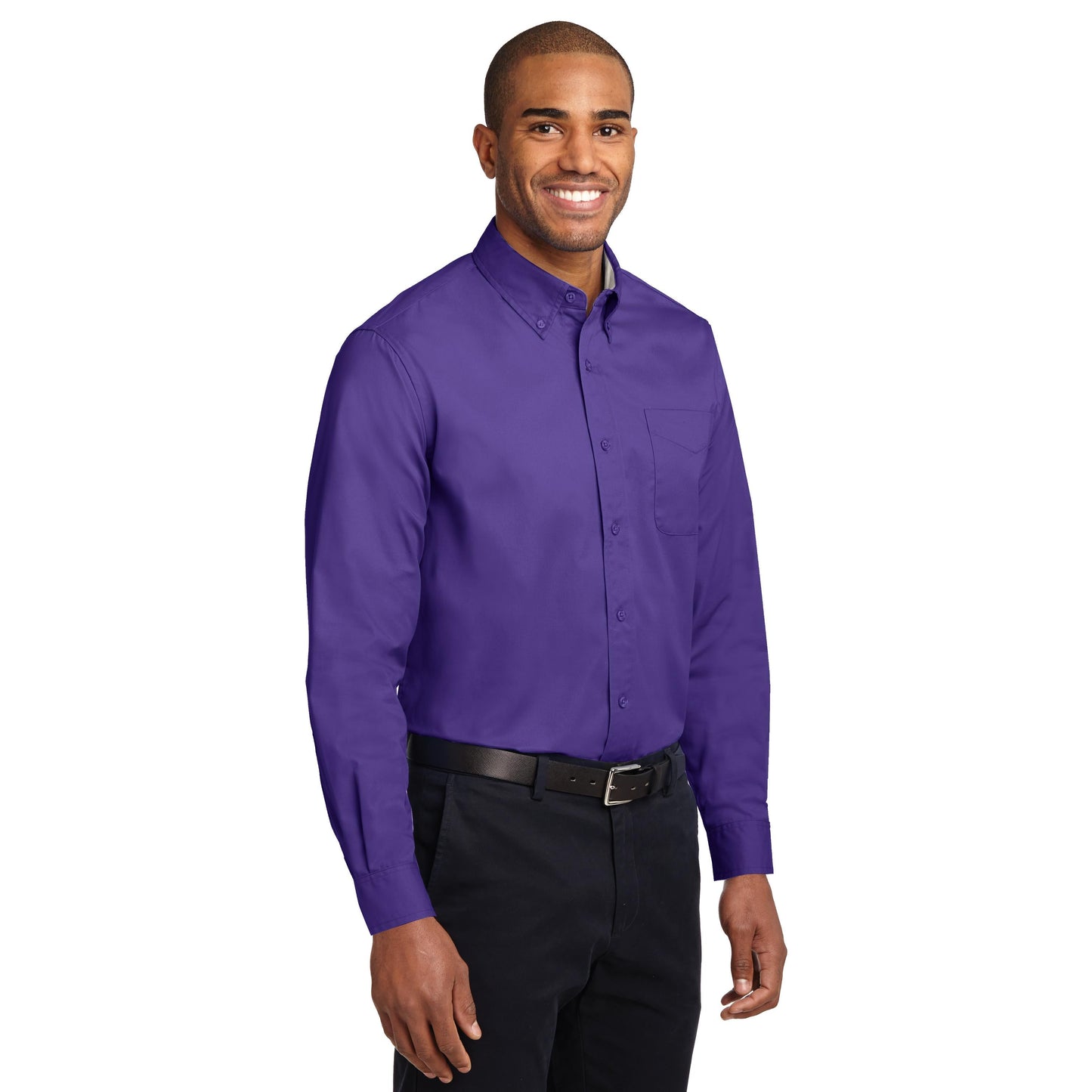 Black/Light Stone Button Up Shirt - Port Authority - Easy Care