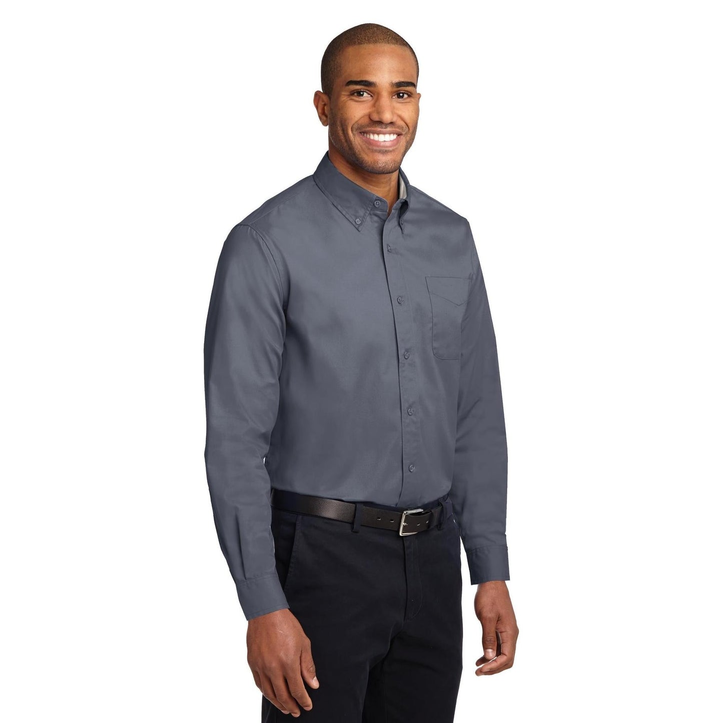 Black/Light Stone Button Up Shirt - Port Authority - Easy Care