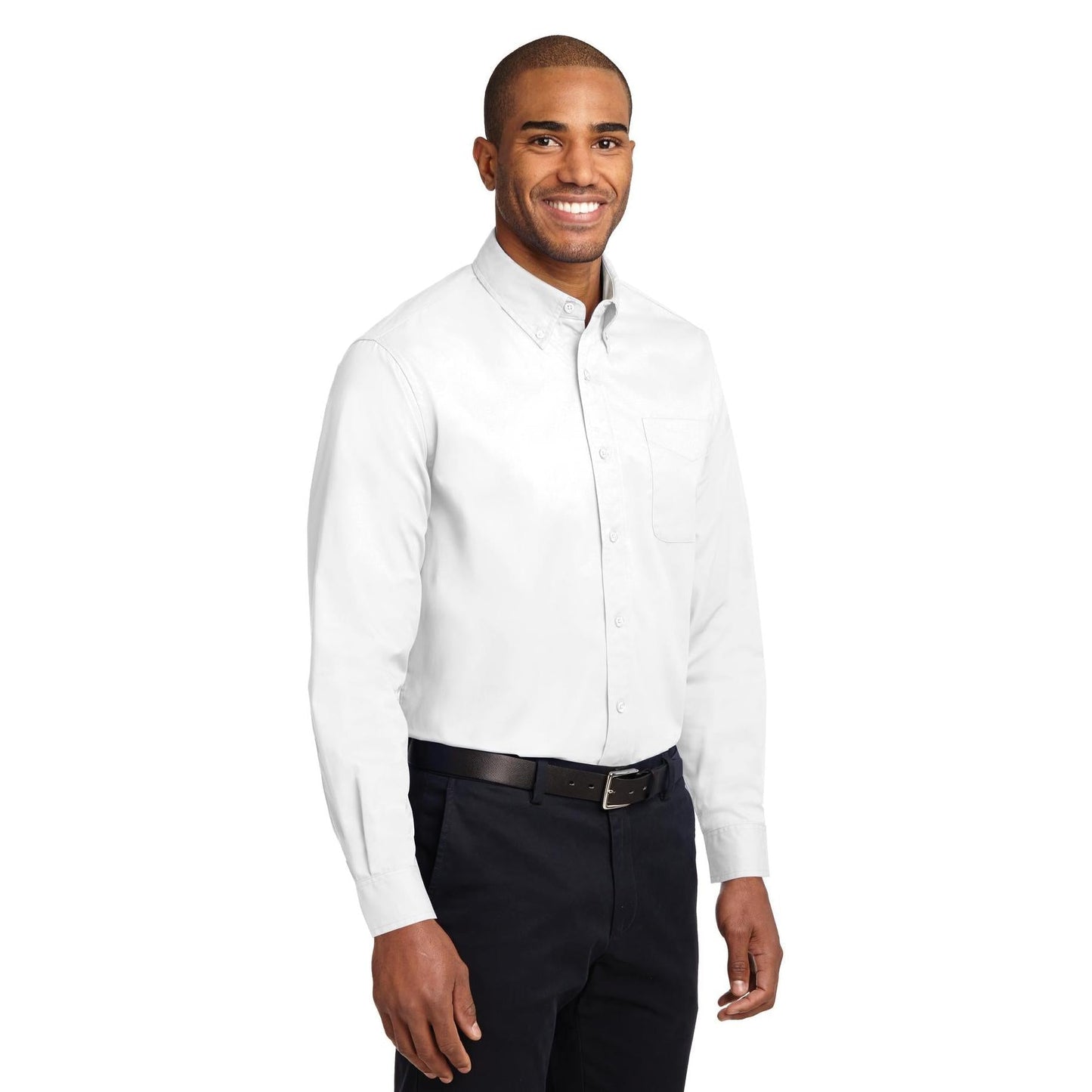 Black/Light Stone Button Up Shirt - Port Authority - Easy Care