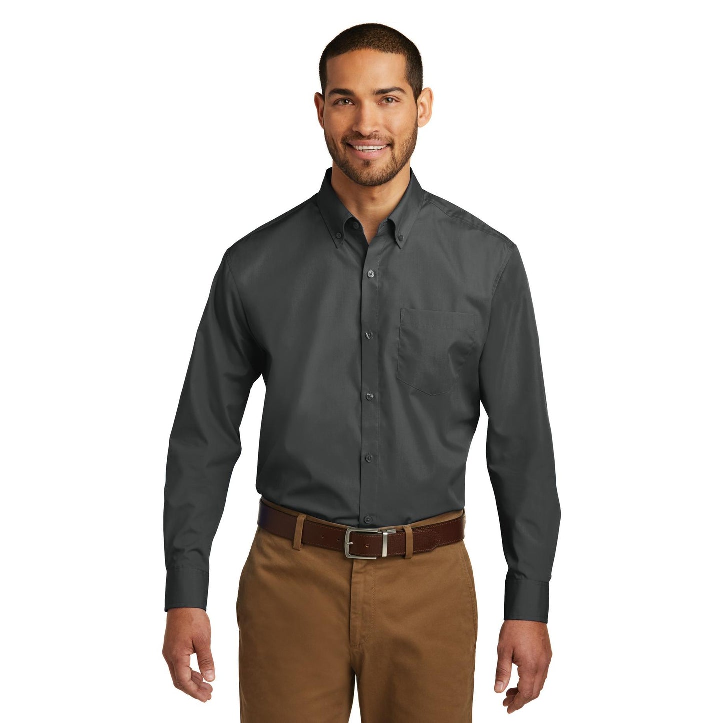 Deep Black Button Up Shirts - Port Authority - Lightweight