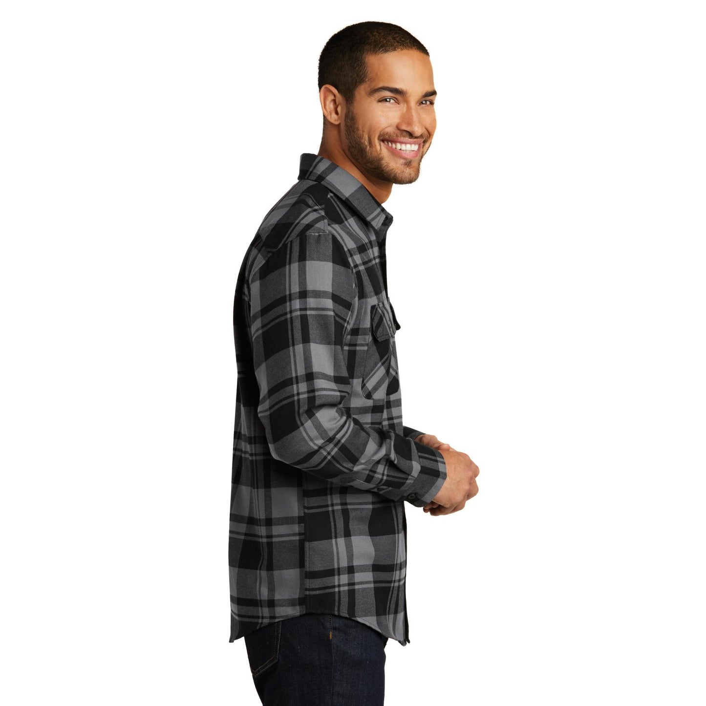 Grey/Black Flannel Shirt - Port Authority - Classic Style