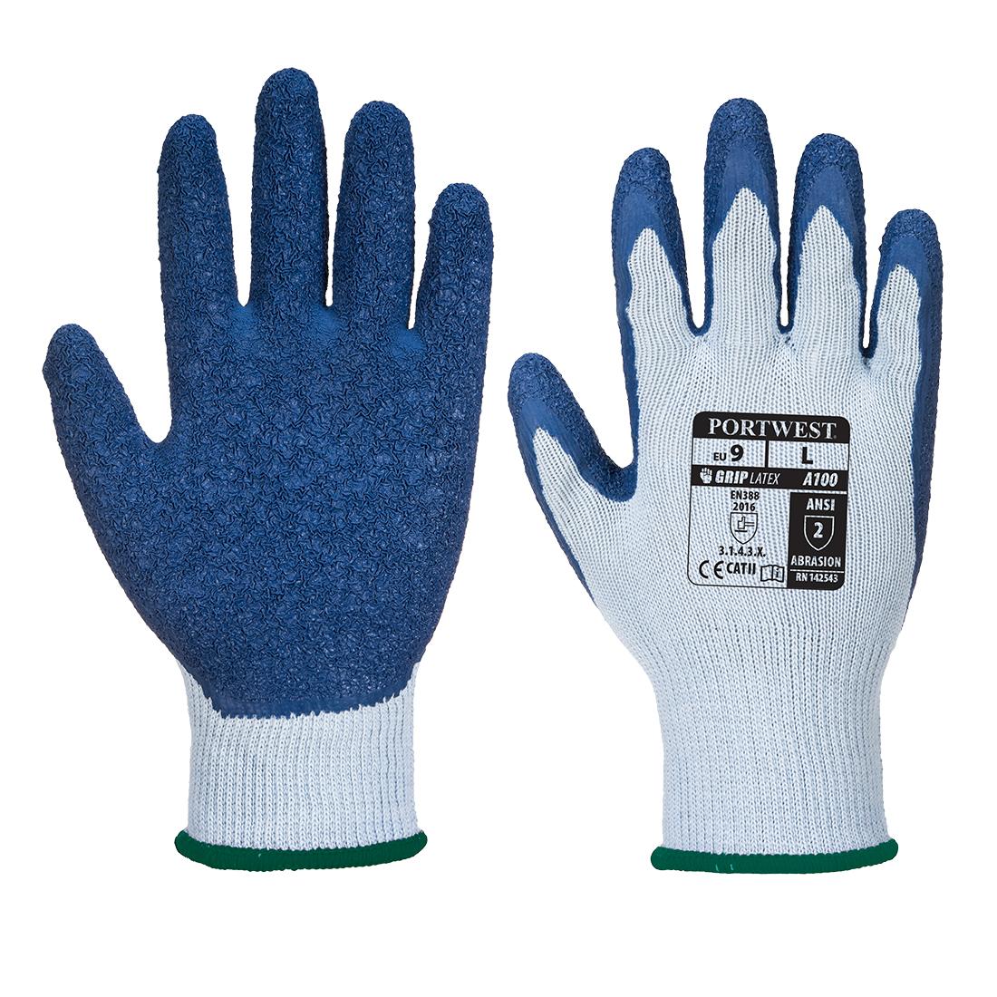 Grey/Blue String Knit Gloves - Portwest - Excellent Grip