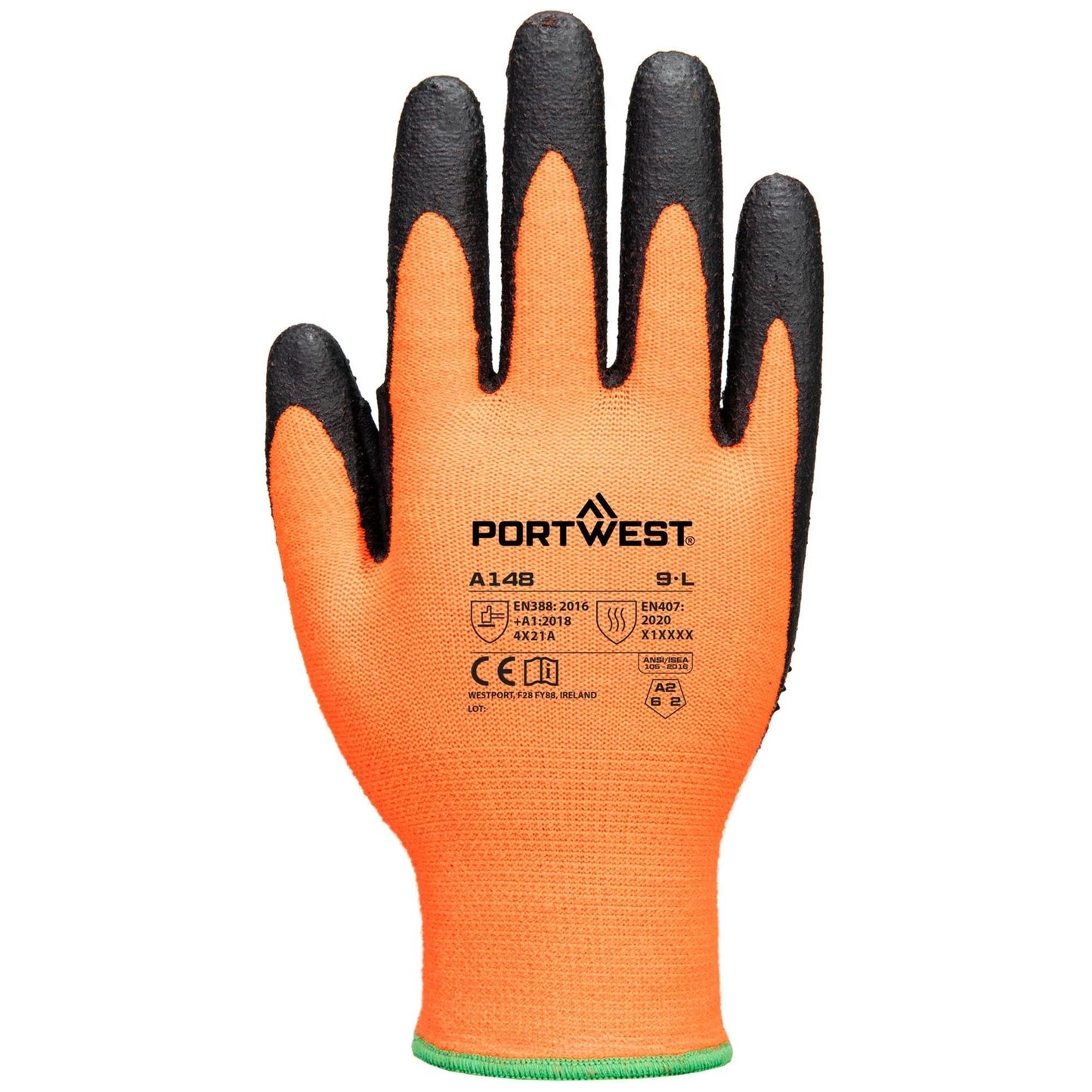 Orange/Black Work Gloves - Portwest - High Dotted Design