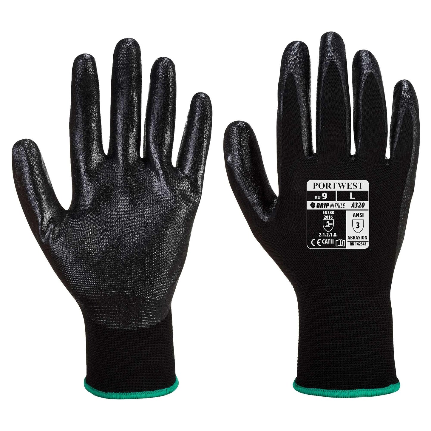 Black String Knit Gloves - Portwest - Flexible Design