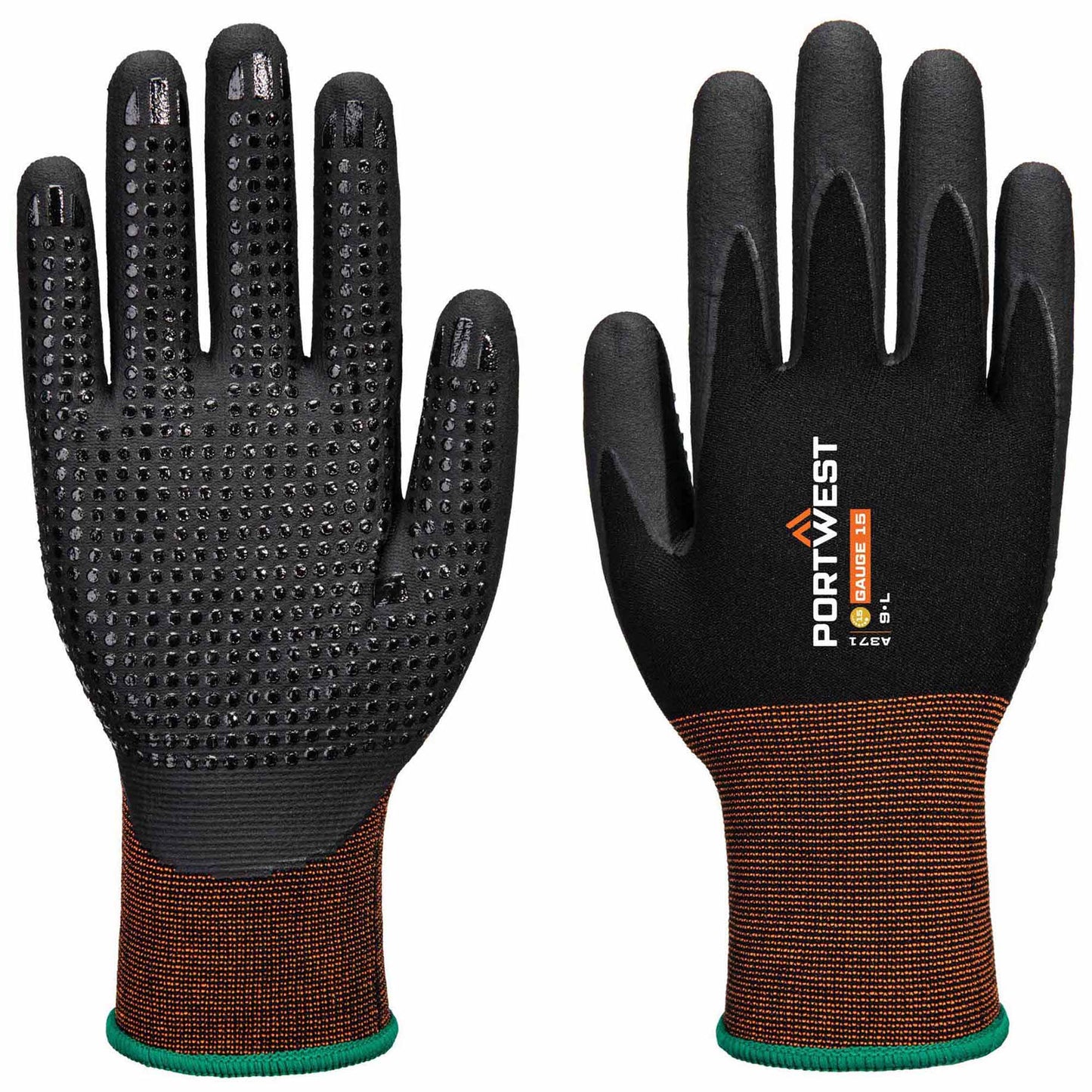 Black String Knit Gloves - Portwest - Comfortable Grip