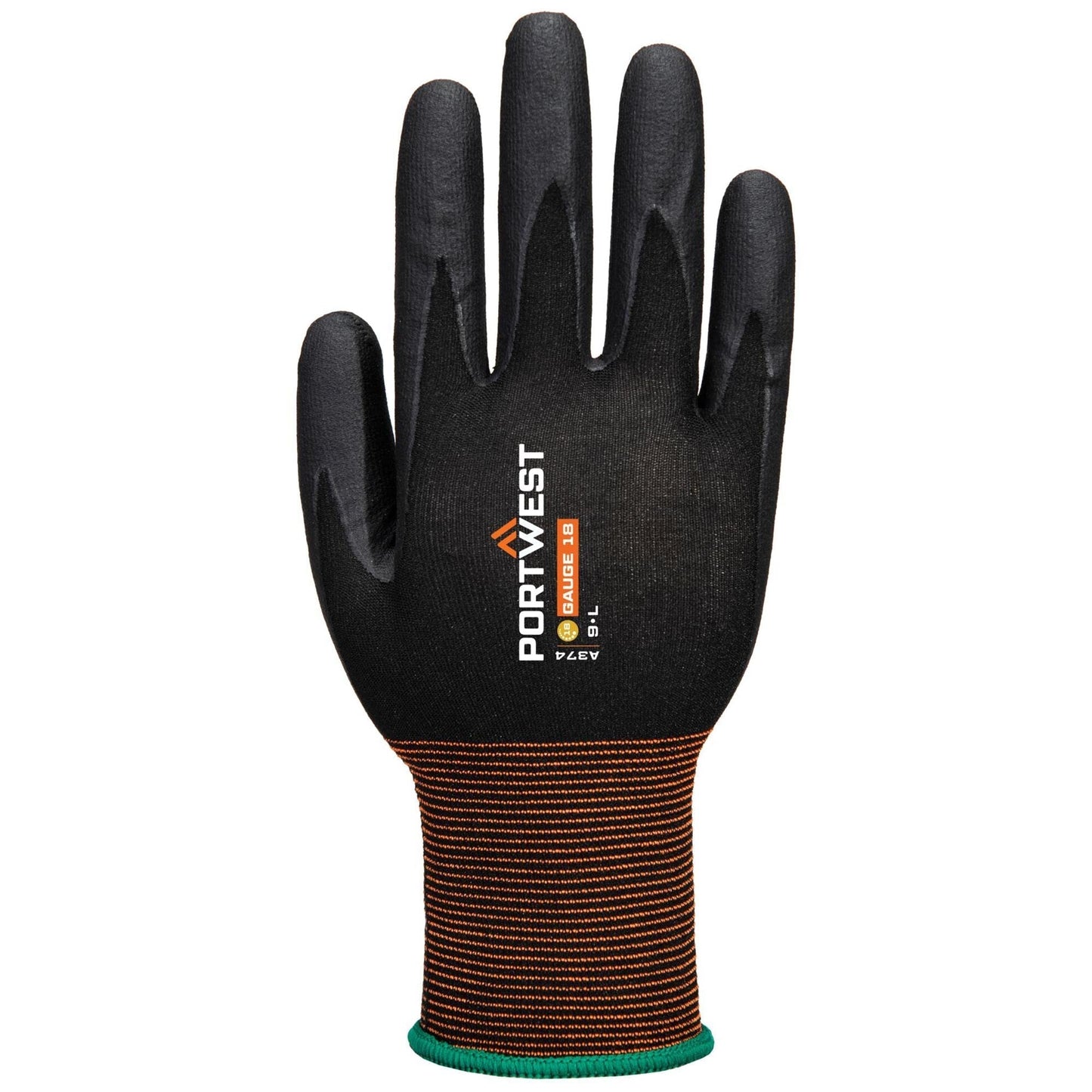 Black String Knit Gloves - Portwest - Grip Nitrile Safe