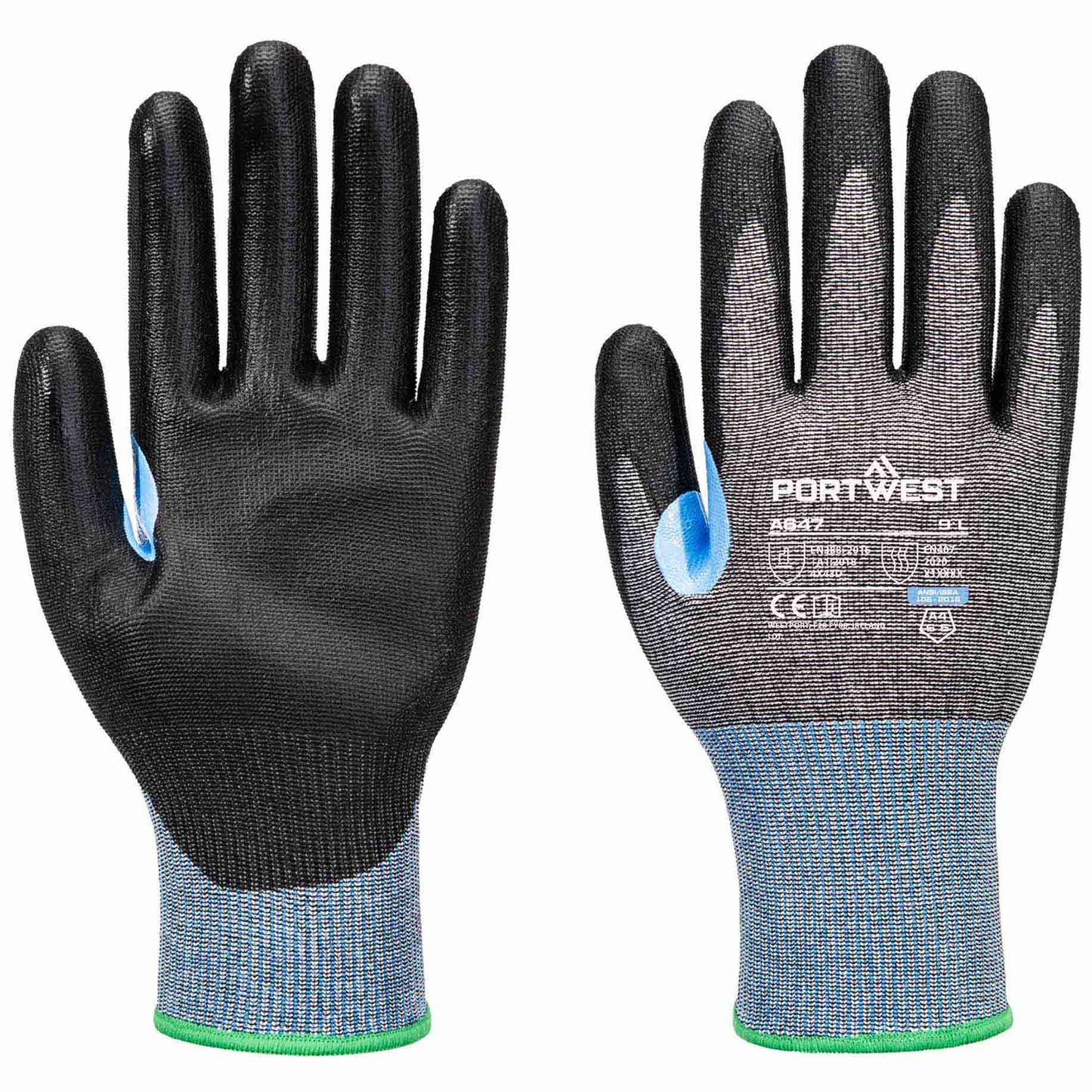 Gray/Black String Knit Gloves - Portwest - High Cut Safety
