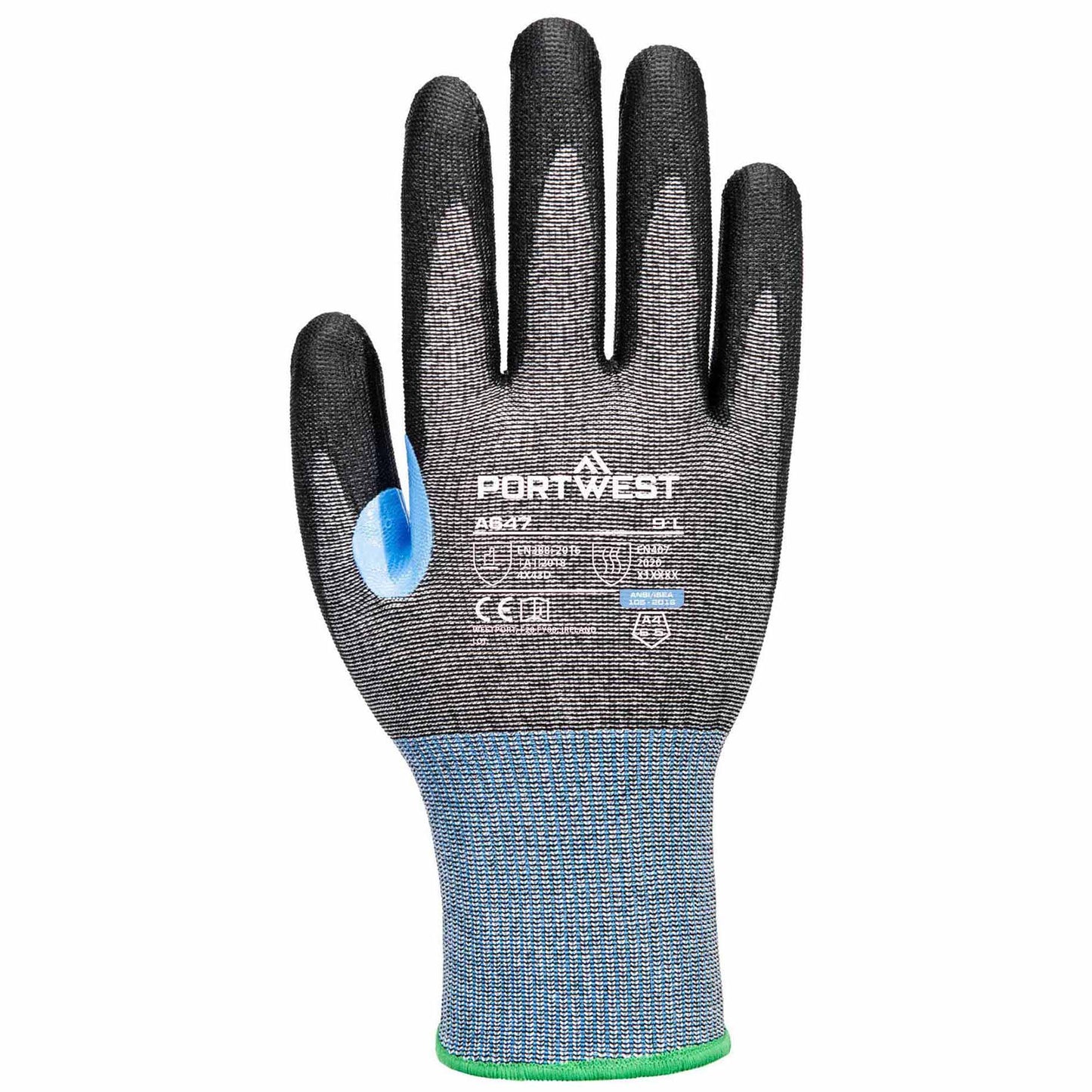 Gray/Black String Knit Gloves - Portwest - High Cut Safety