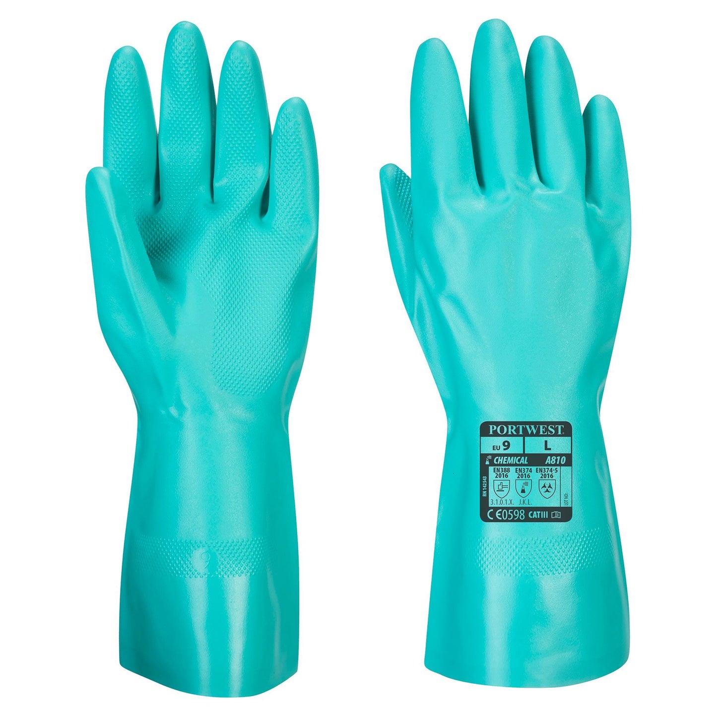 Green Rubber Gloves - Portwest - Liquid Resistant