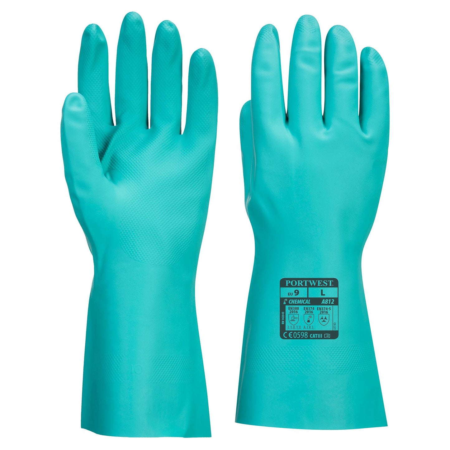 Green Rubber Gloves - Portwest - Chemical Protection