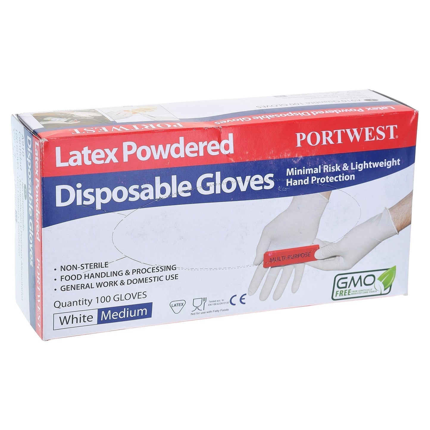 White Disposable Gloves - Portwest - Natural Rubber