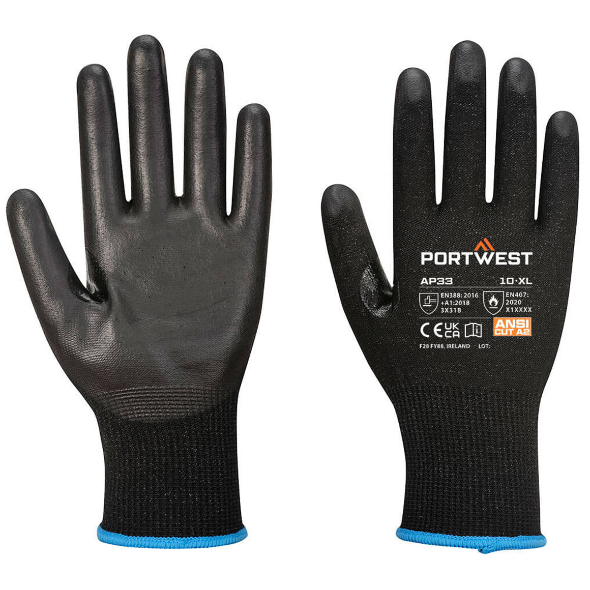 Black String Knit Gloves - Portwest - Durable Touchscreen