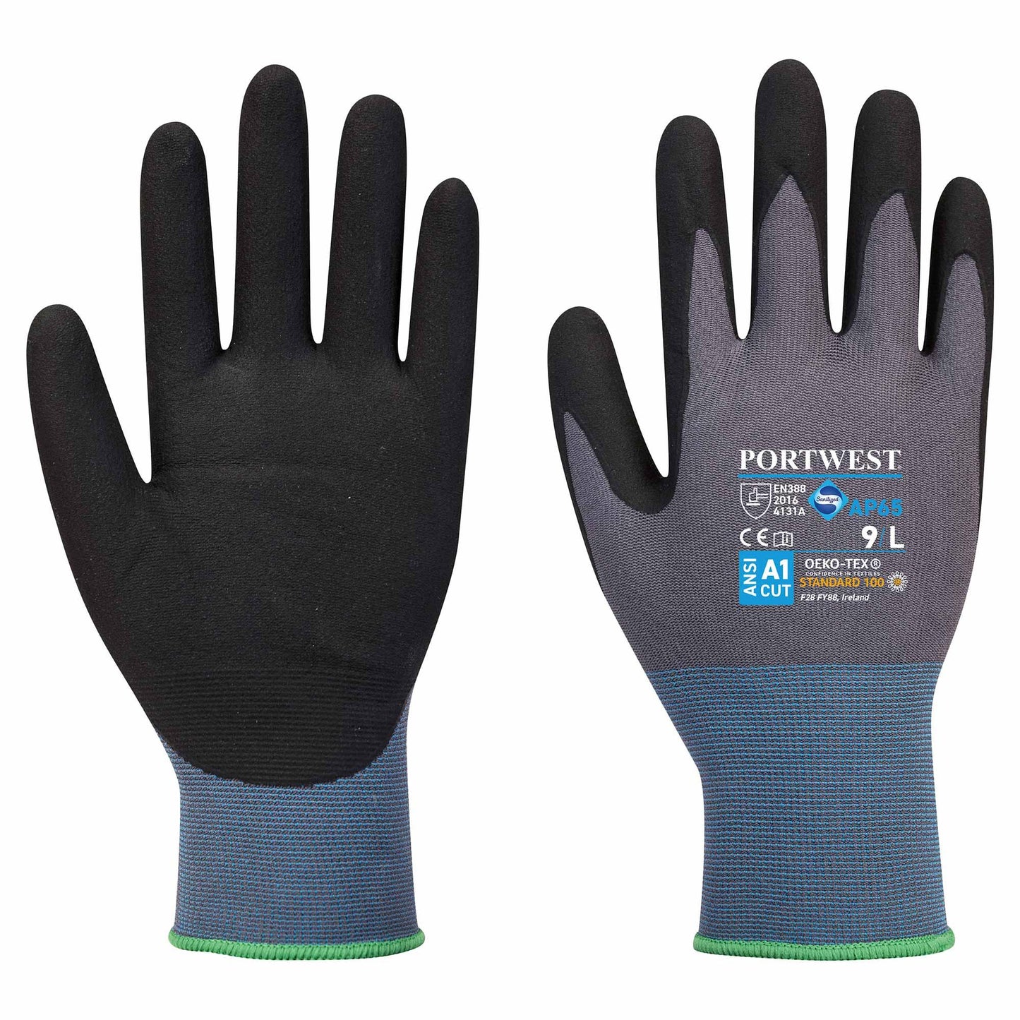 Gray Nitrile Foam Gloves - Portwest - Enhanced Grip