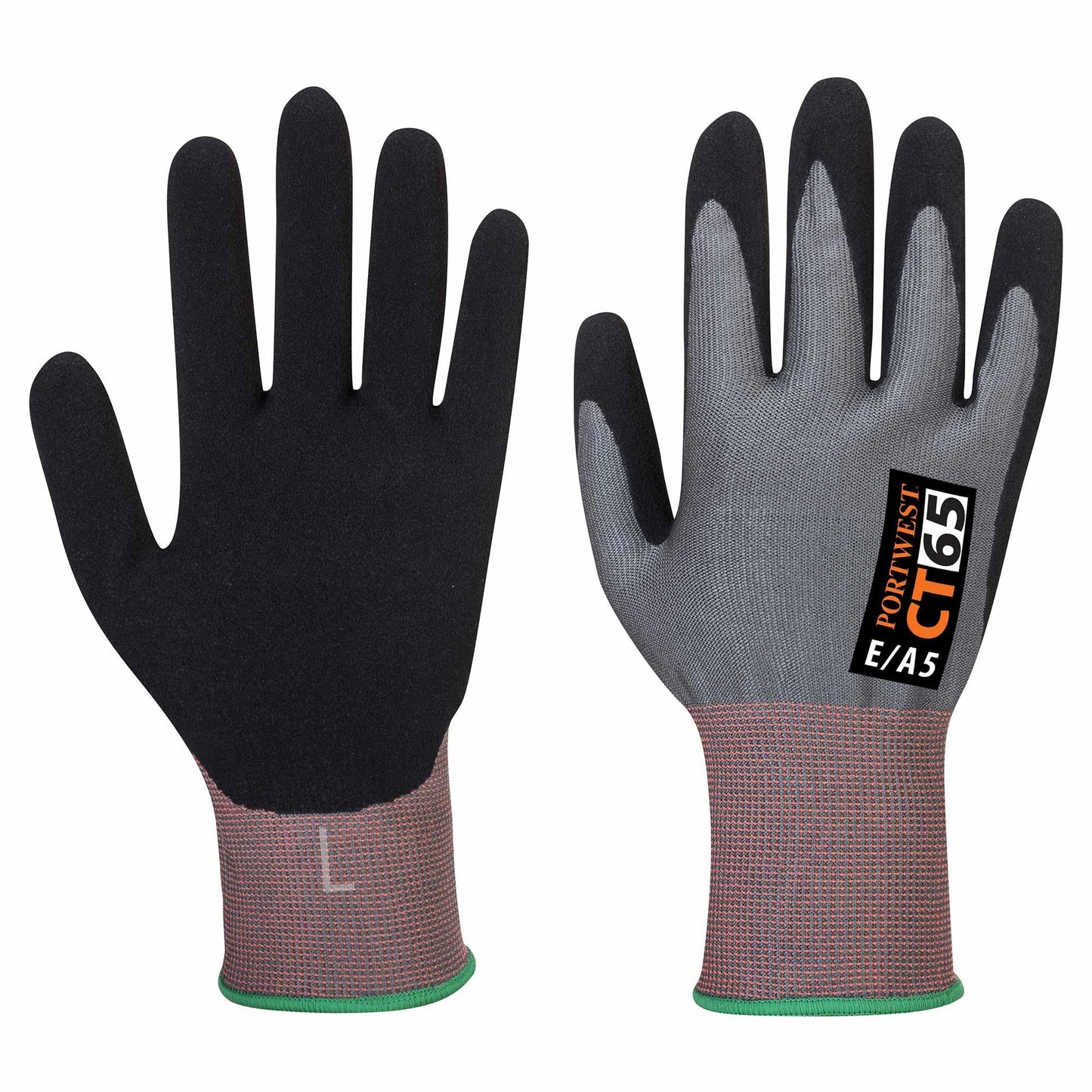 Gray String Knit Gloves - Portwest - Nitrile Foam