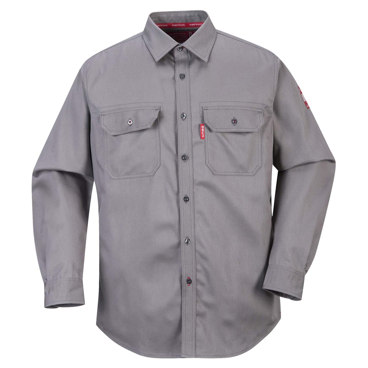 Grey Button Up Shirts - Portwest - Flame Resistant 50+ UPF