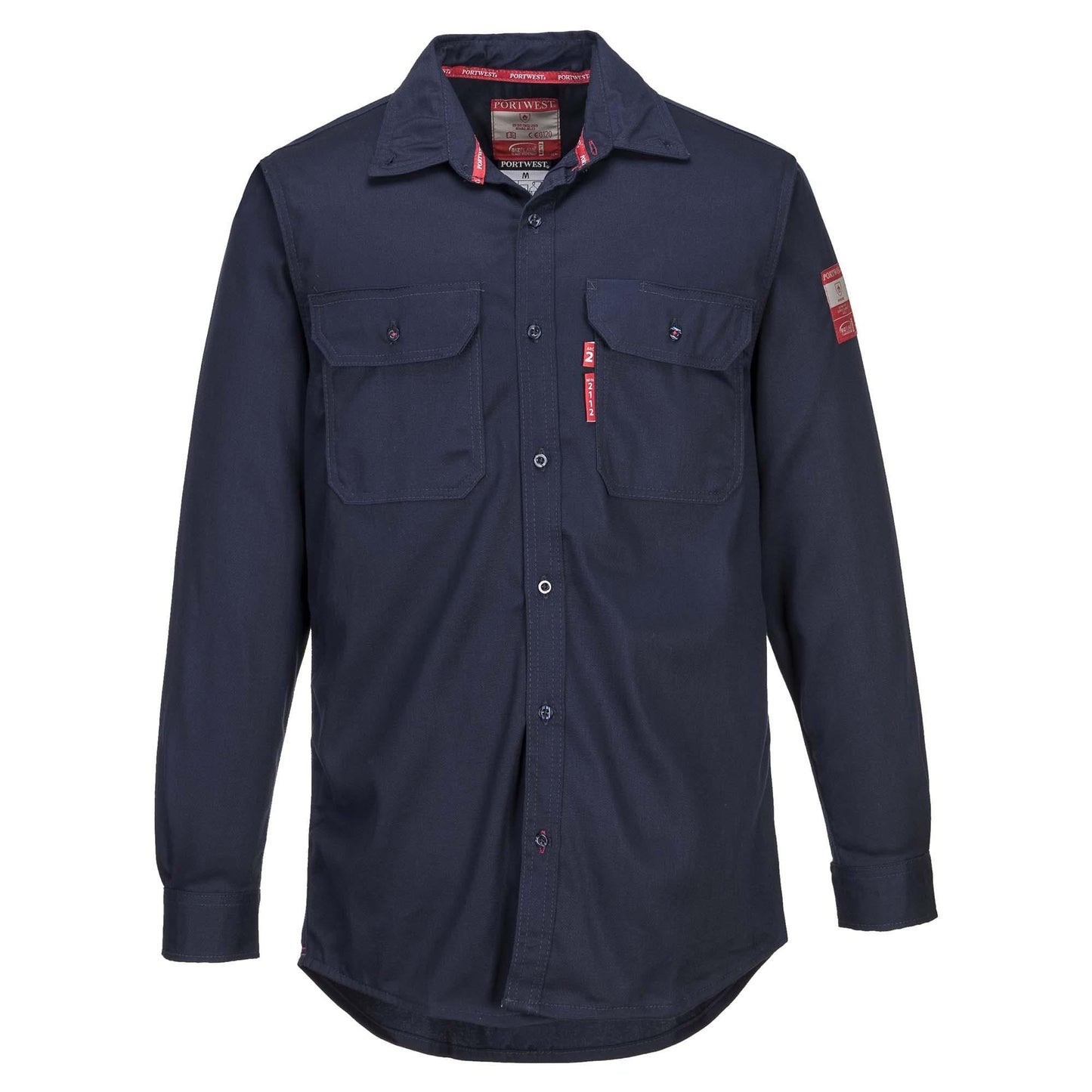 Grey Button Up Shirts - Portwest - Flame Resistant 50+ UPF
