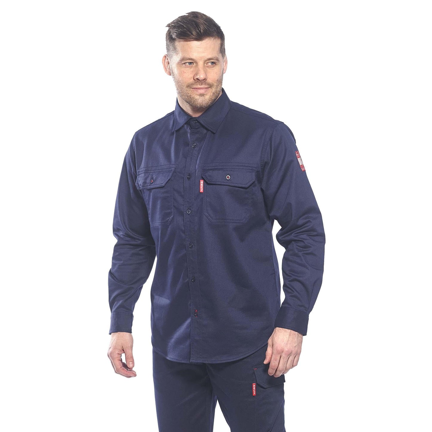 Grey Button Up Shirts - Portwest - Flame Resistant 50+ UPF