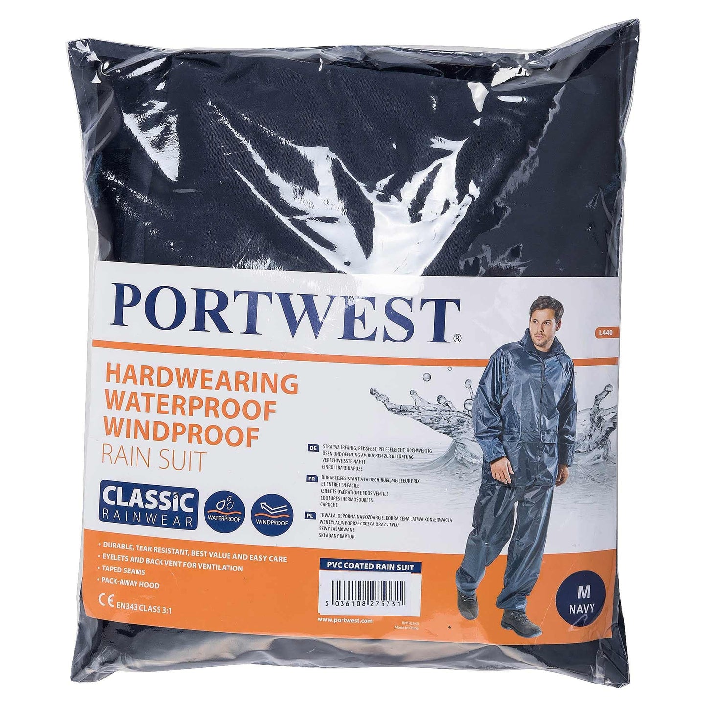 Navy Rain Suit - Portwest - Waterproof Jacket Set