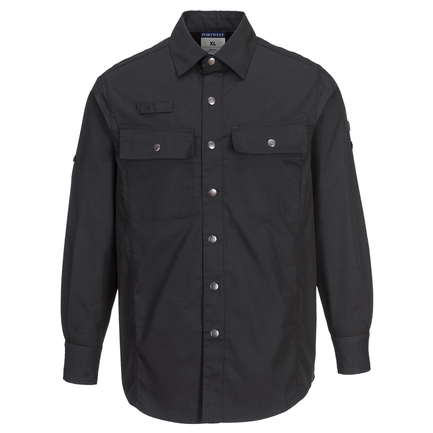 Black Button Up Shirts - Portwest - Durable Ripstop