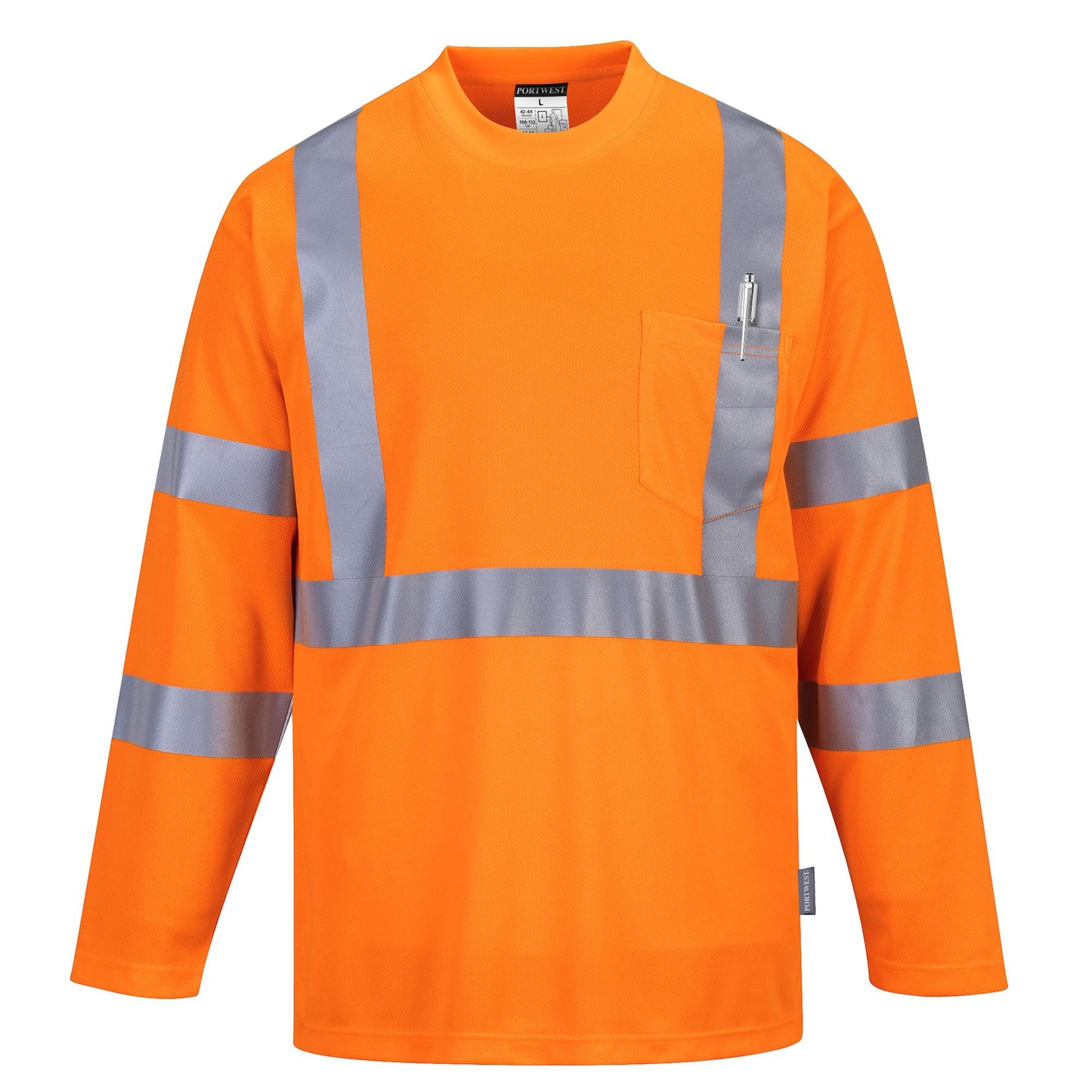 Orange Safety Shirts - Portwest - Hi-Vis Long Sleeve T - Comfortable Fit