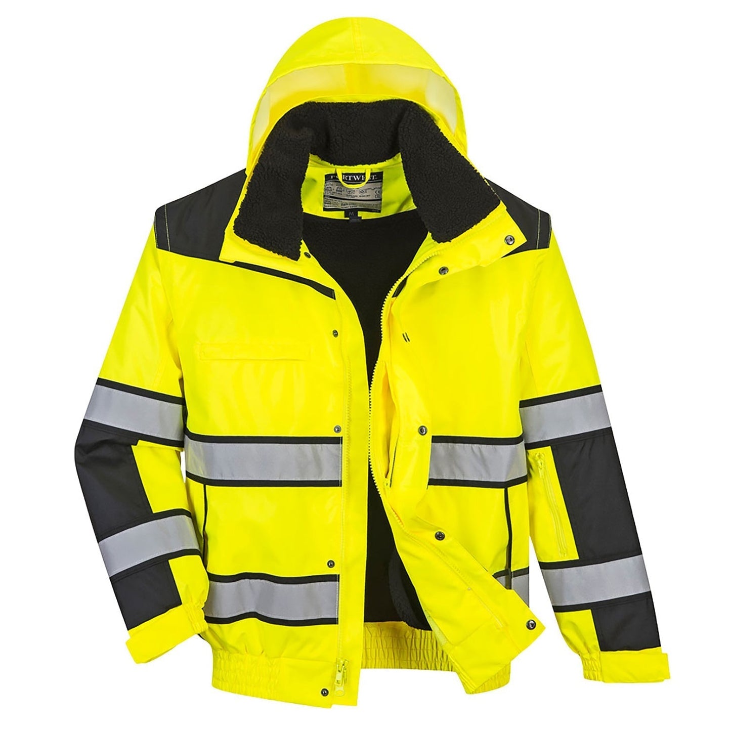 Yellow/Black Safety Jackets - Portwest - Waterproof Bomber