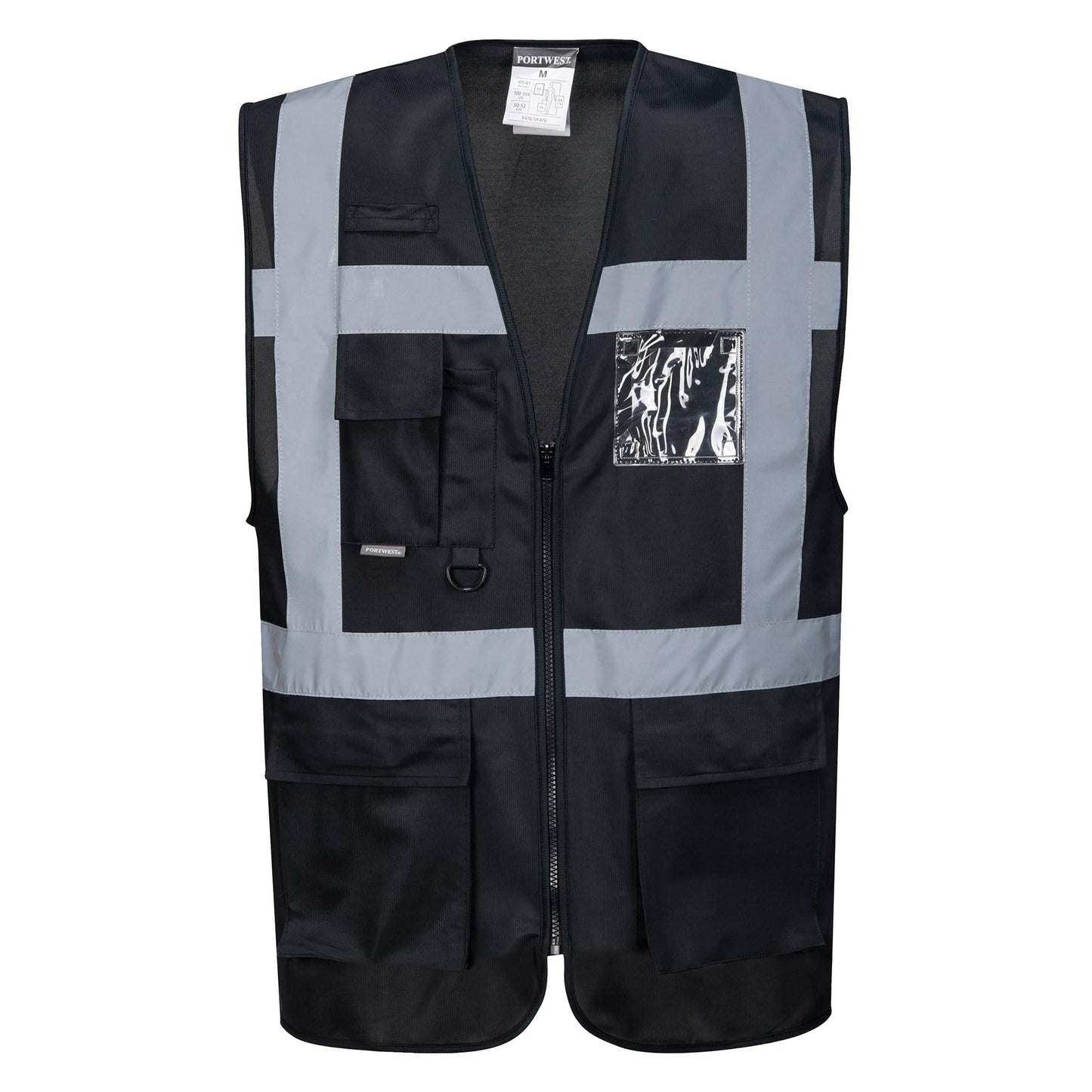 Black Safety Vest - Portwest - Durable Fabric