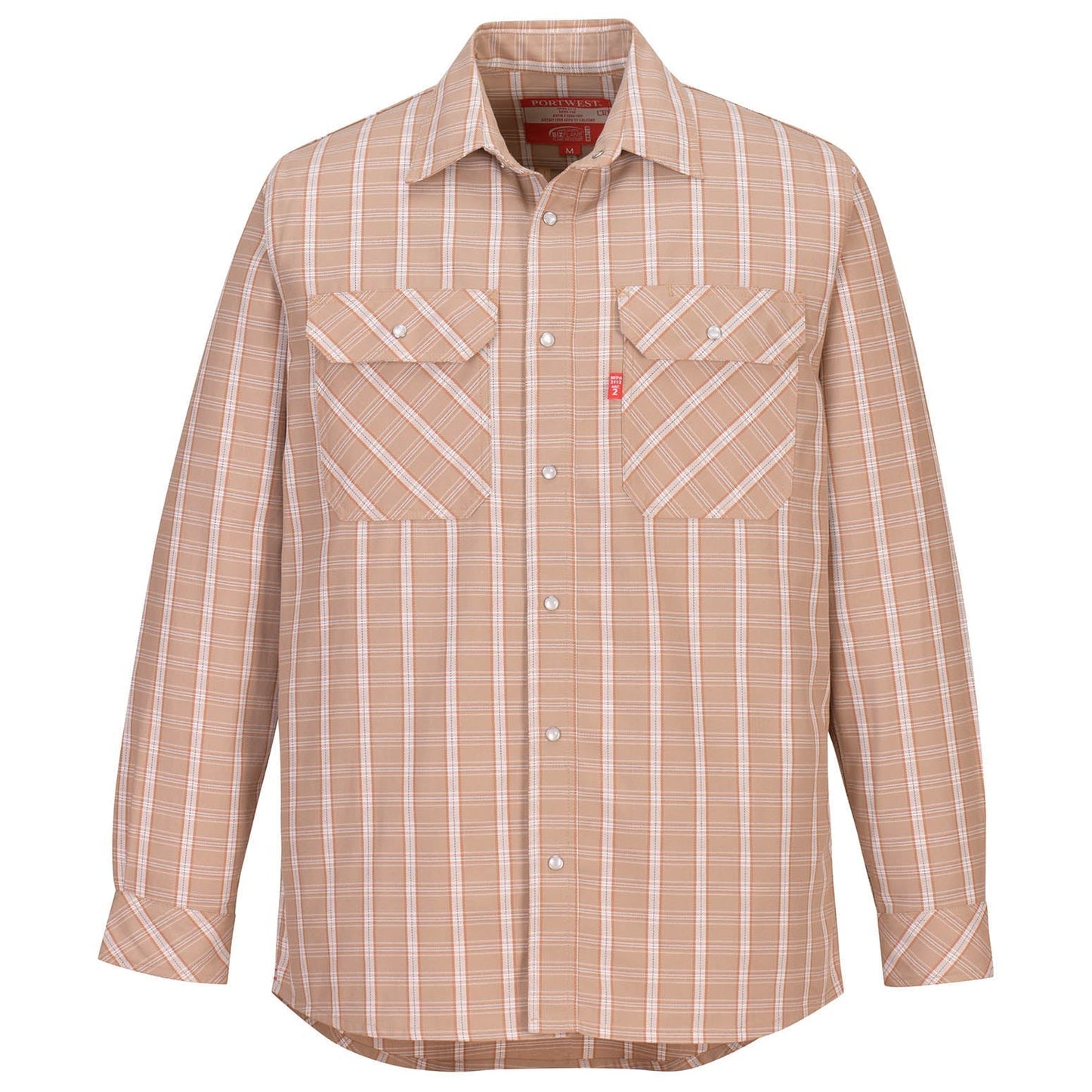 Khaki Button Up Shirt - Portwest - Comfortable Fit