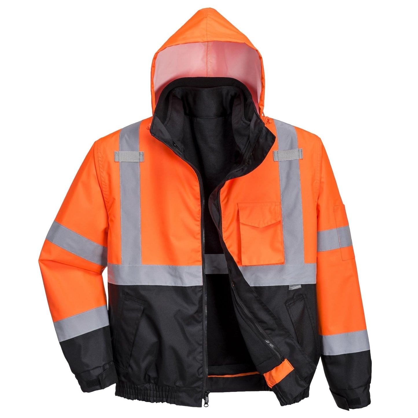 Orange/Black Safety Jackets - Portwest - Waterproof Bomber