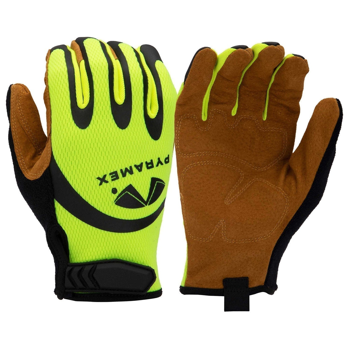 Yellow/Lime/Brown Leather Gloves, Performance Gloves | Pyramex | Gl104Ht Palm General Purpose Work