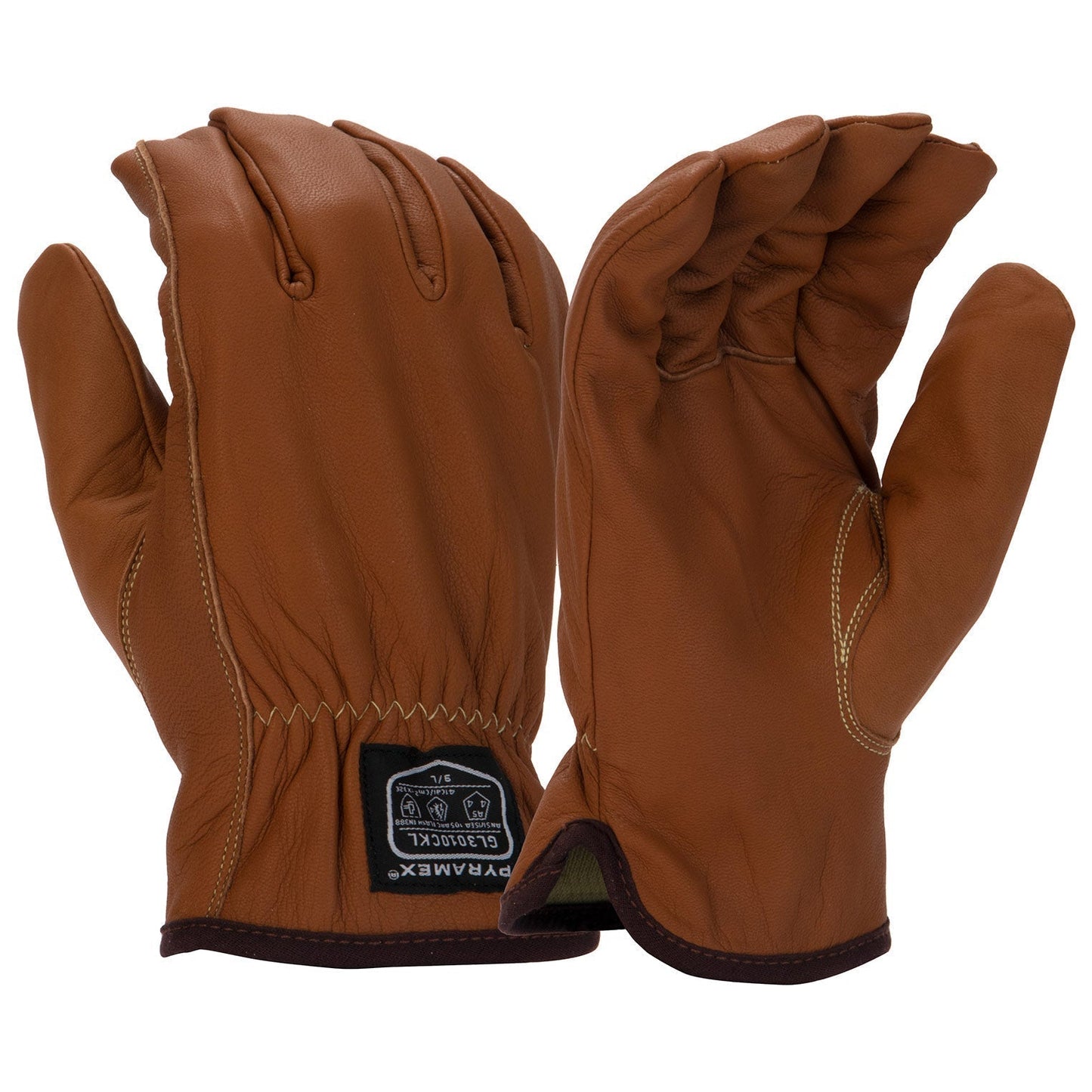 Brown Leather Gloves - Pyramex - Goatskin Comfort