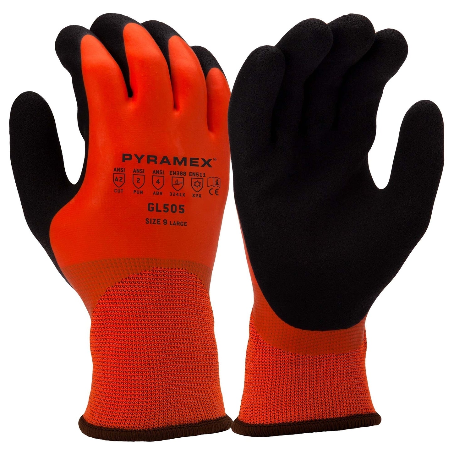 Orange Insulated Knit Gloves - Pyramex - Latex Dipped