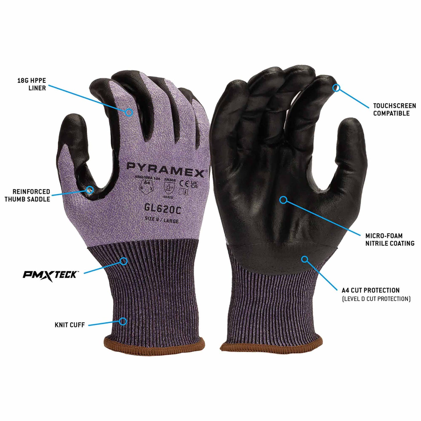Black Durable String Knit Gloves - Pyramex - Comfortable Grip