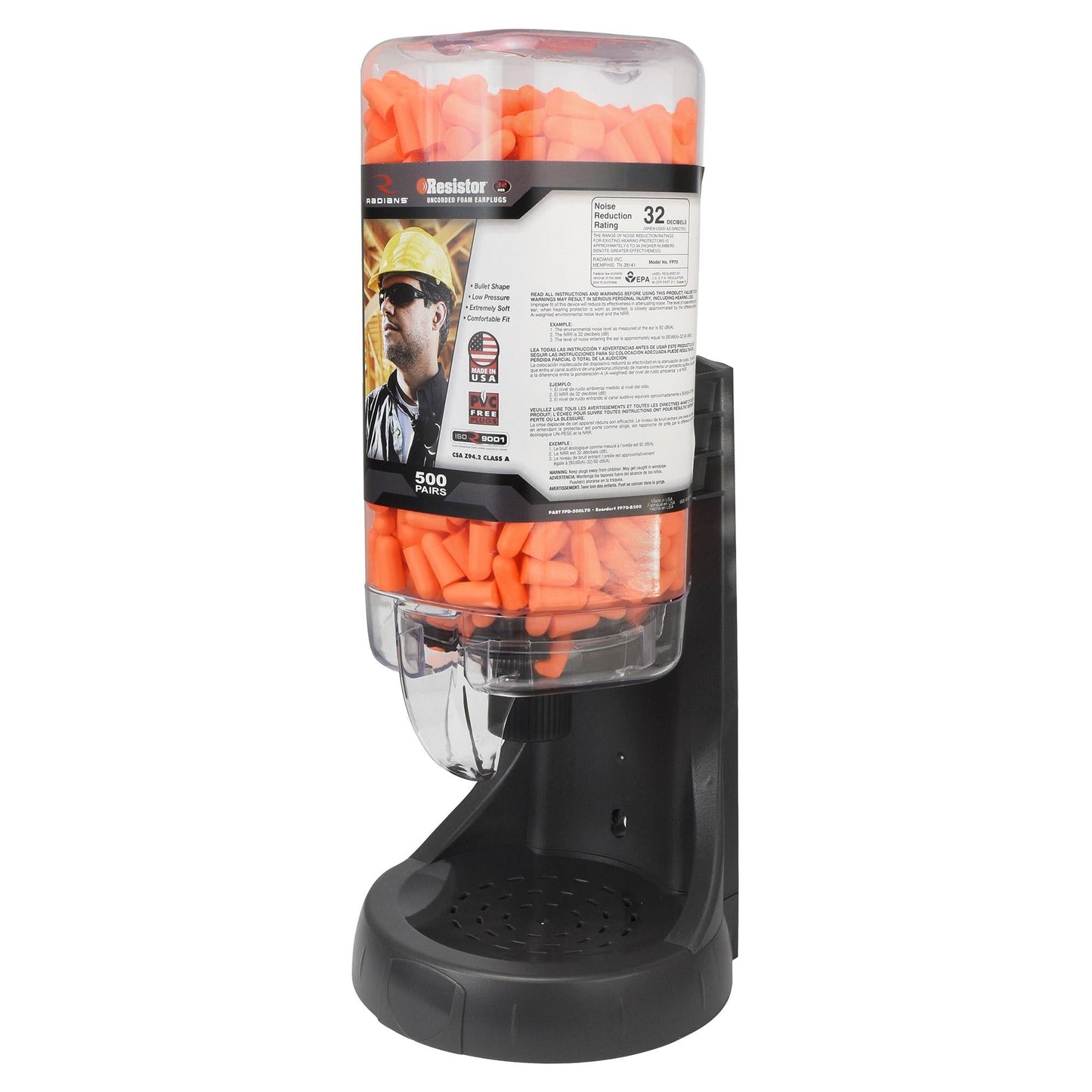 Holds 500 Pairs Ear Plug Dispensers - Radians - Hygienic Design