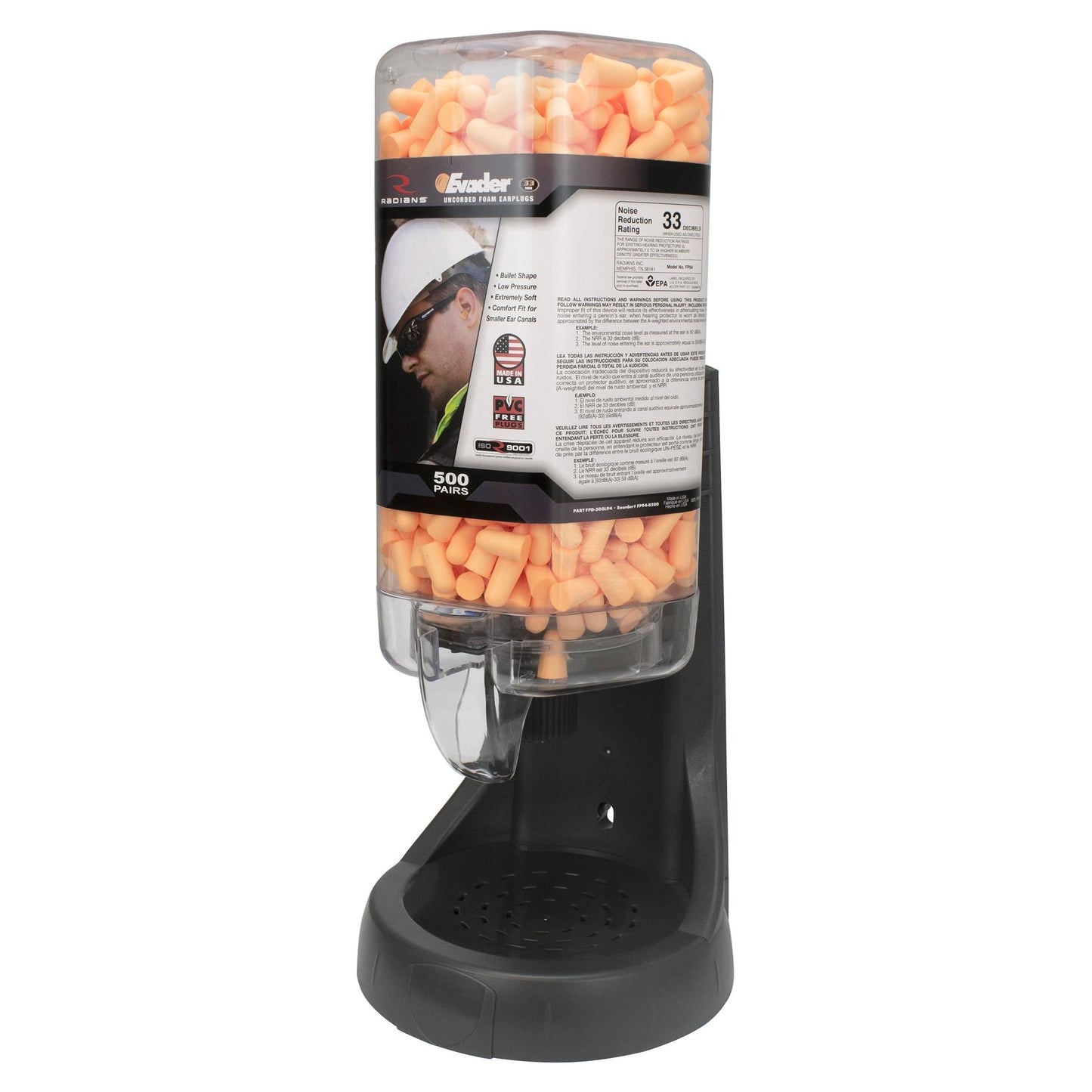 Holds 500 Pairs Ear Plug Dispensers - Radians - Convenient Design