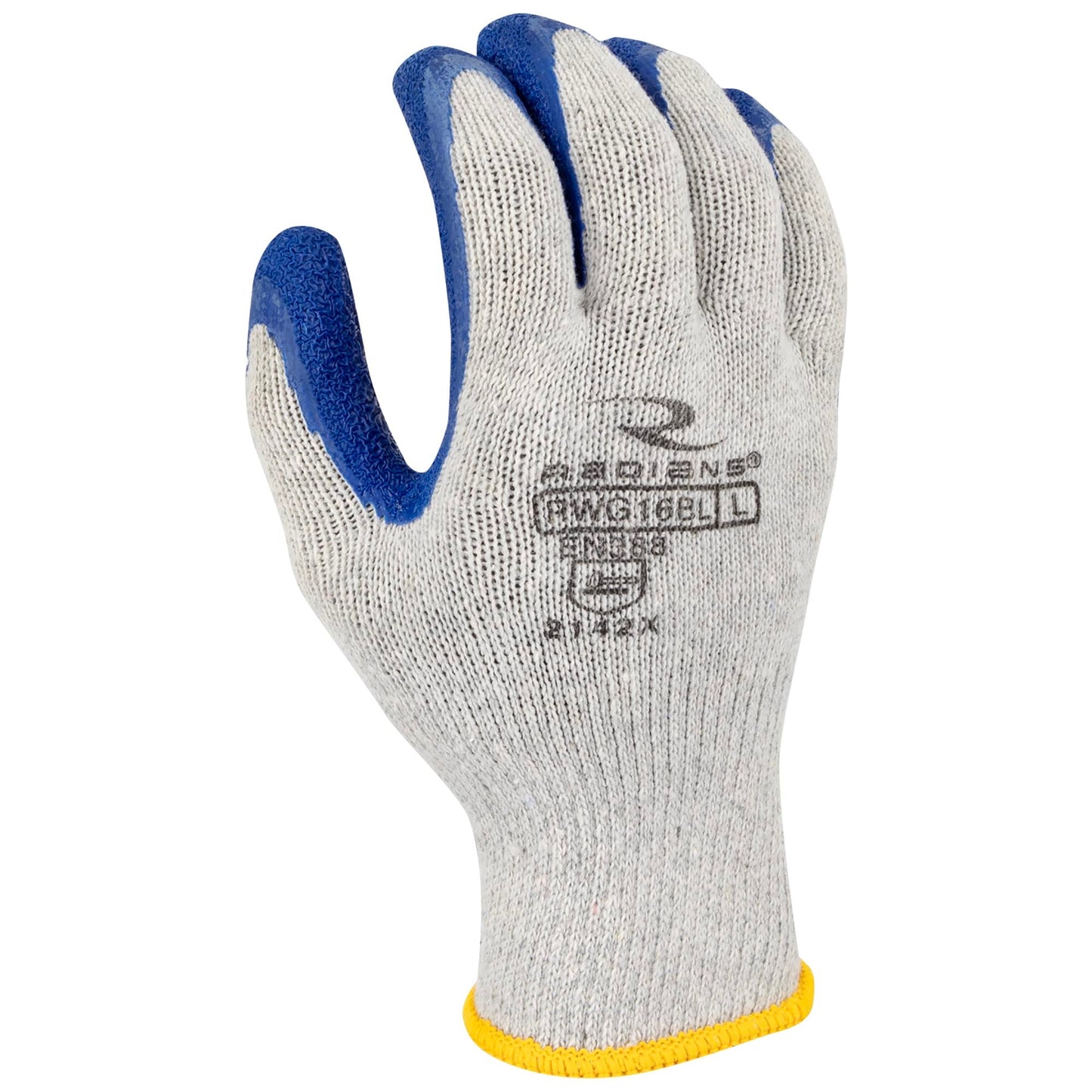 Blue String Knit Gloves - Radians - Crinkle Latex Coating