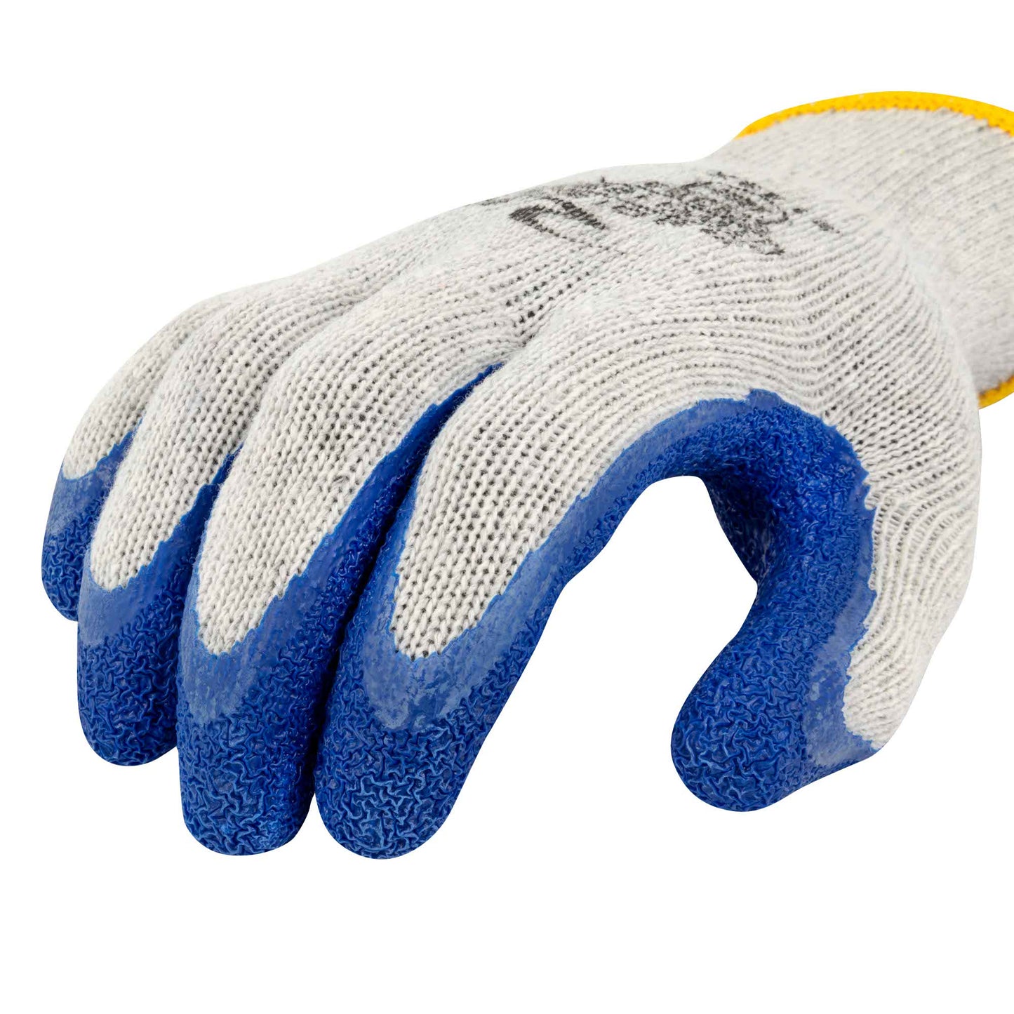 Blue String Knit Gloves - Radians - Crinkle Latex Coating