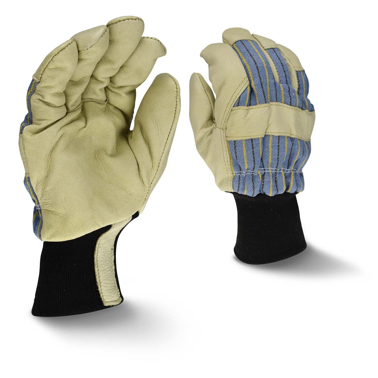 Tan/Blue Leather Gloves - Radians - Premium Pigskin