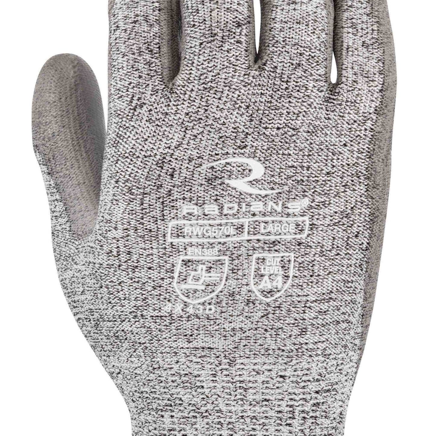 Gray String Knit Gloves - Radians - A4 Cut Protection