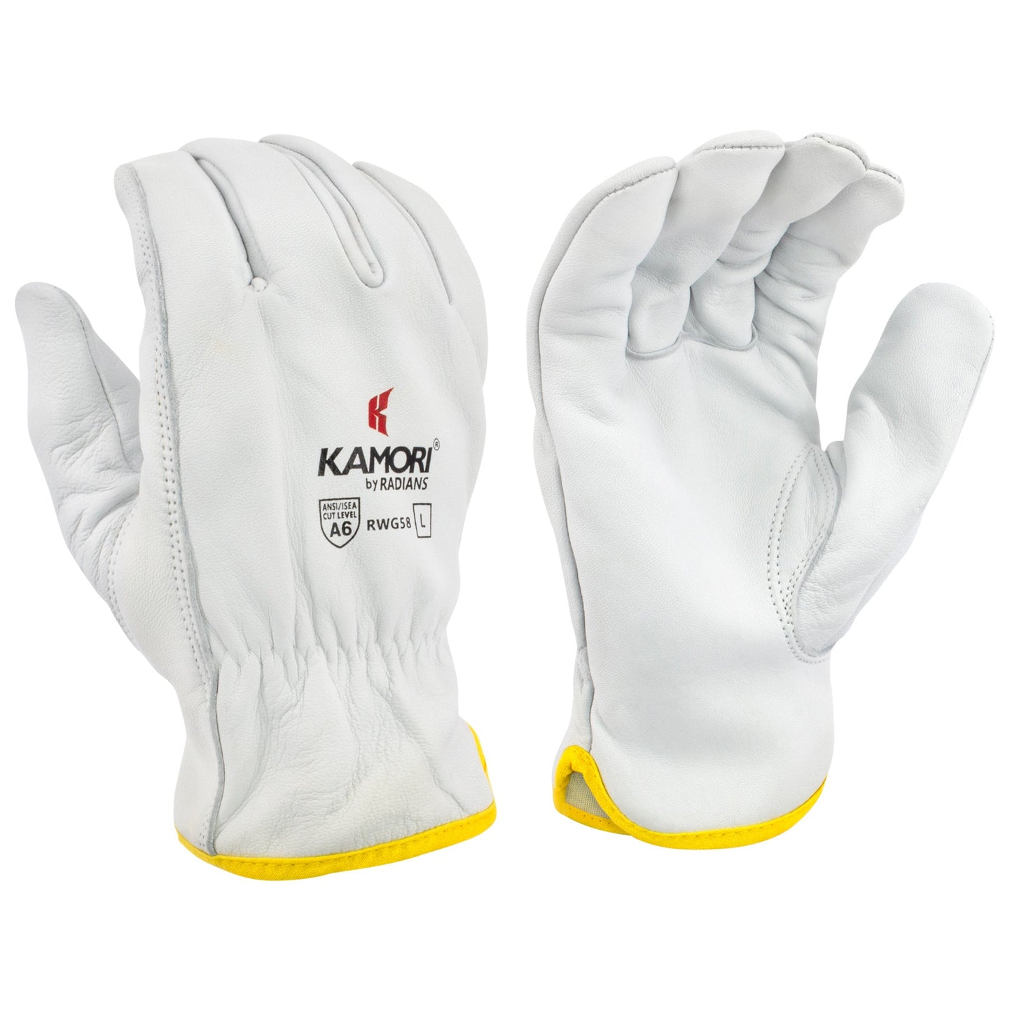 White Leather Gloves - Radians - A6 Cut Protection