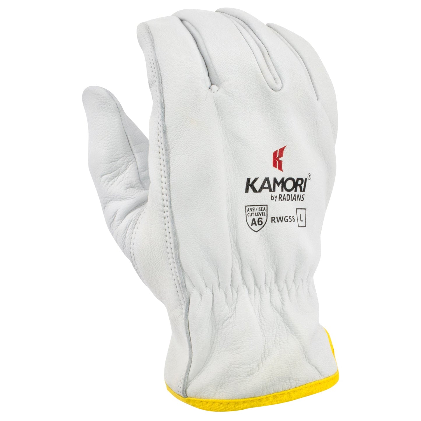 White Leather Gloves - Radians - A6 Cut Protection