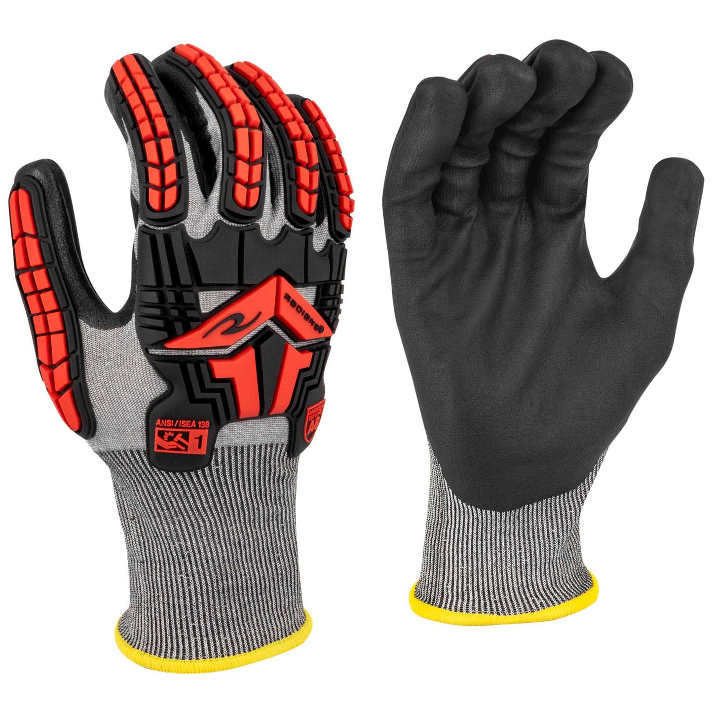 Gray String Knit Gloves - Radians - Nitrile Coated