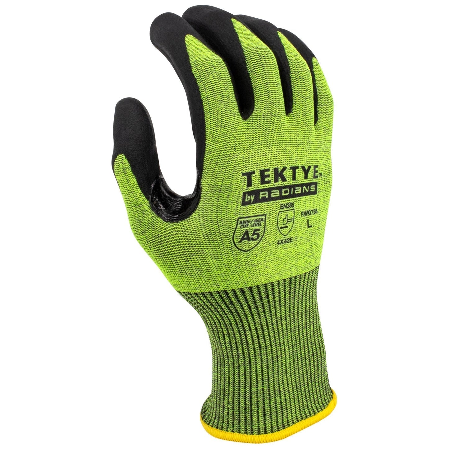 Yellow String Knit Gloves - Radians - Durable Cut A5