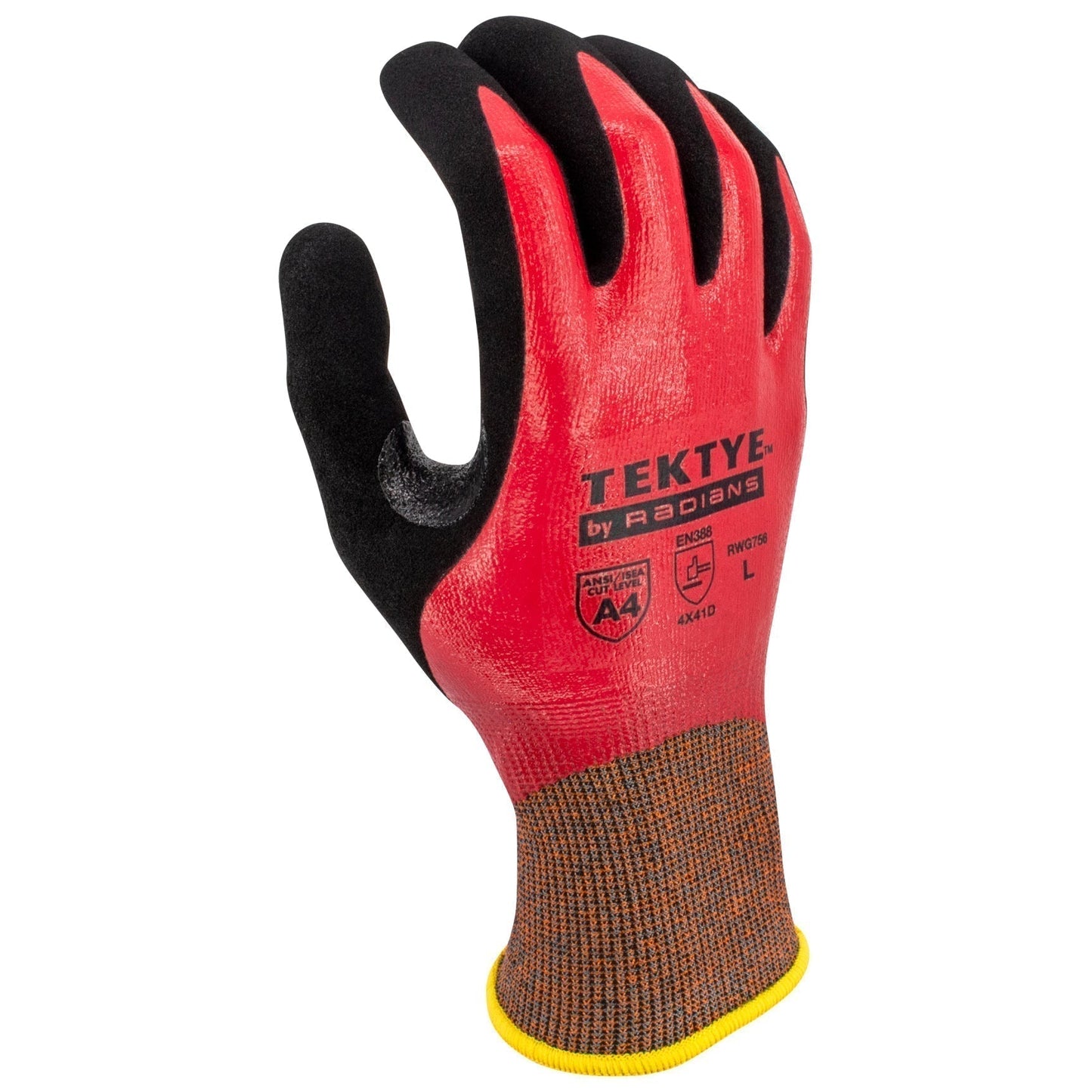 Black/Red String Knit Gloves - Radians - Durable Nitrile