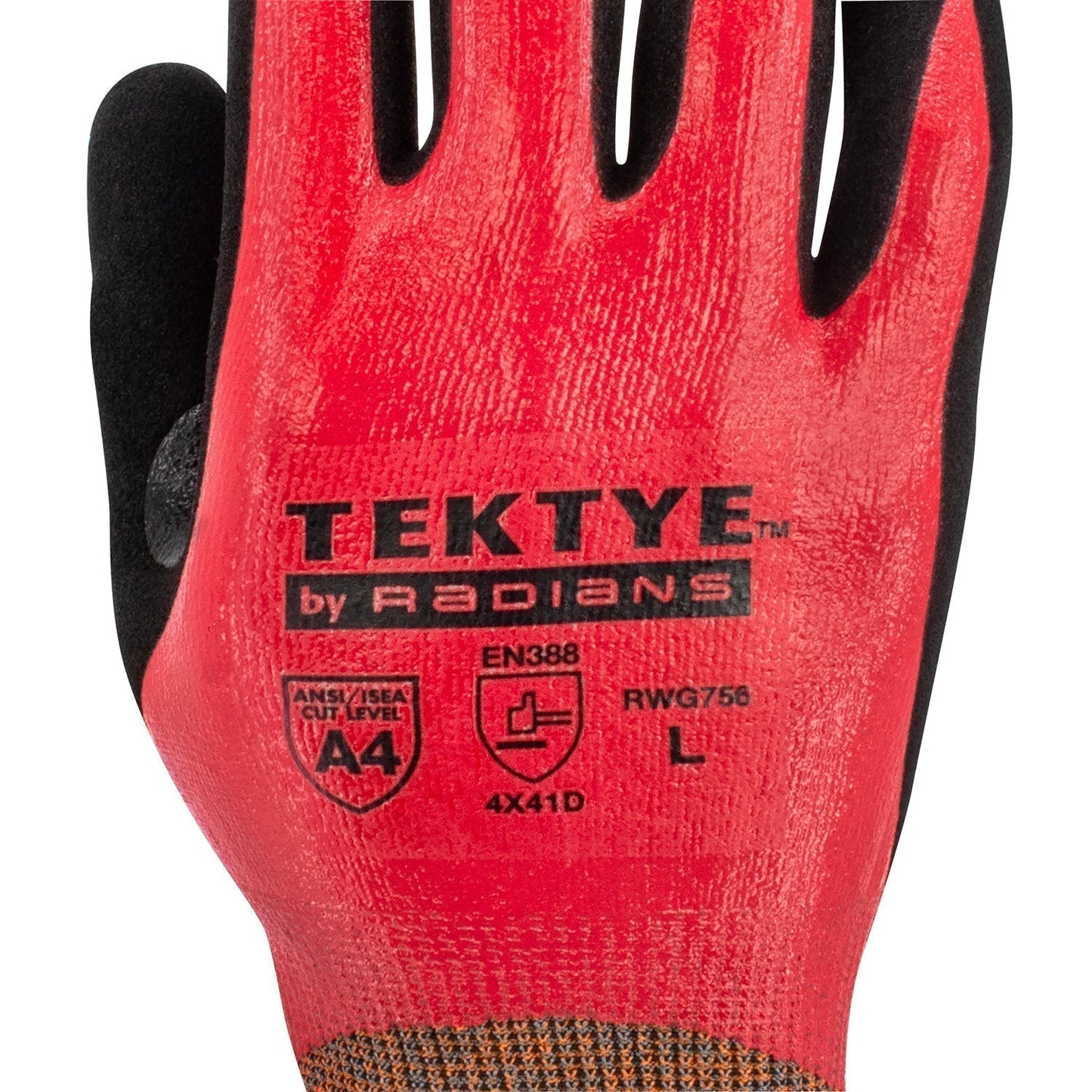 Black/Red String Knit Gloves - Radians - Durable Nitrile