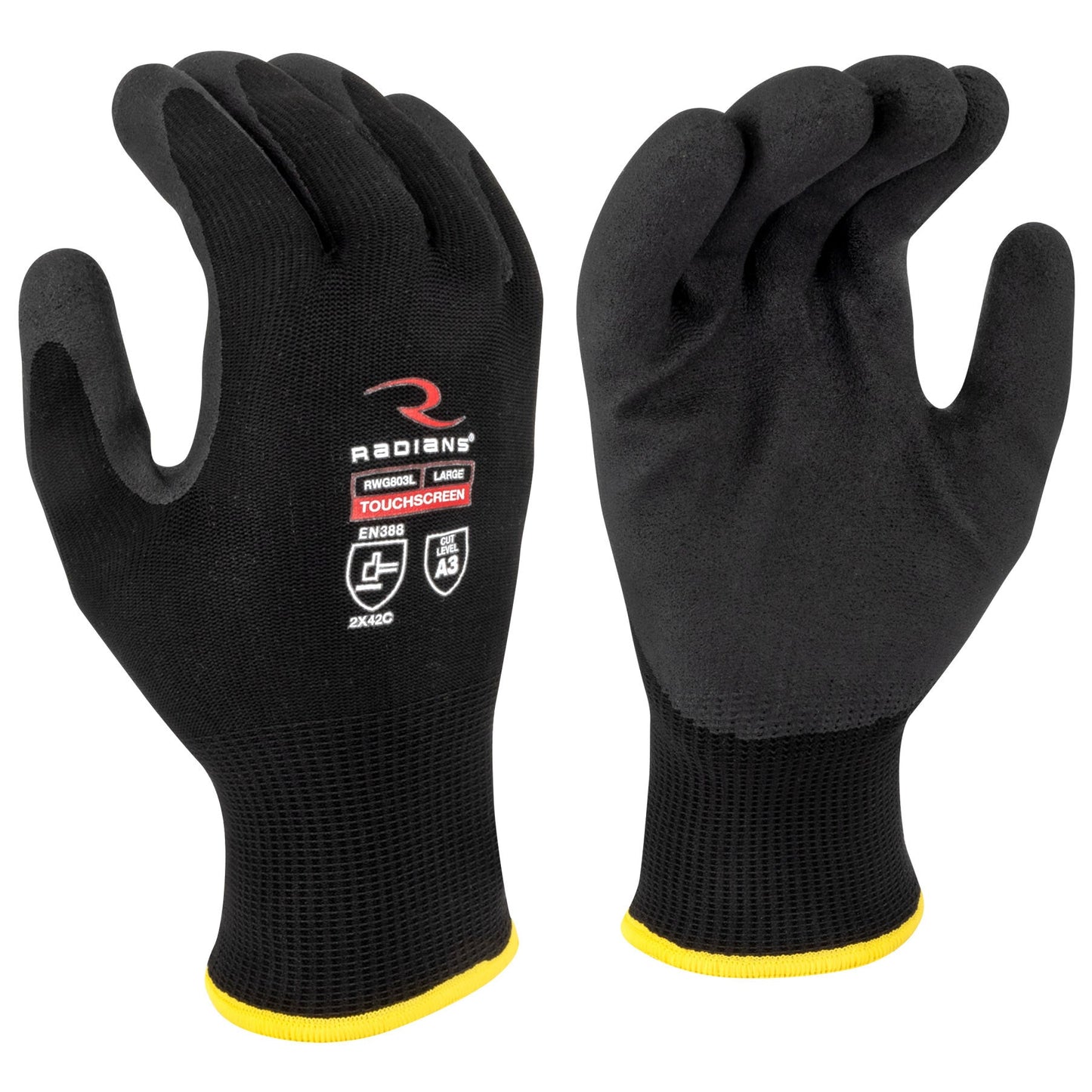 Black String Knit Gloves - Radians - Cut Resistant