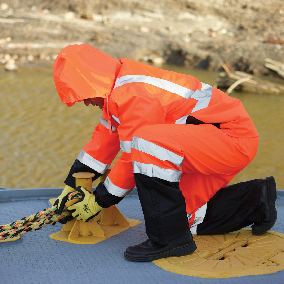Orange/Black Rain Pants - MCR Safety - Waterproof Polyurethane