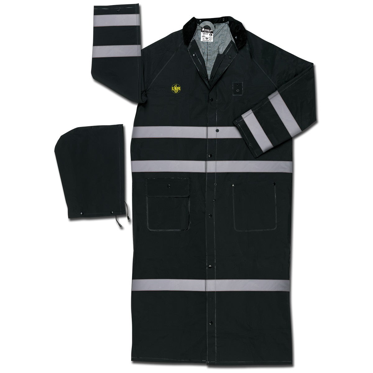 Black Raincoat - MCR Safety - Reflective Features