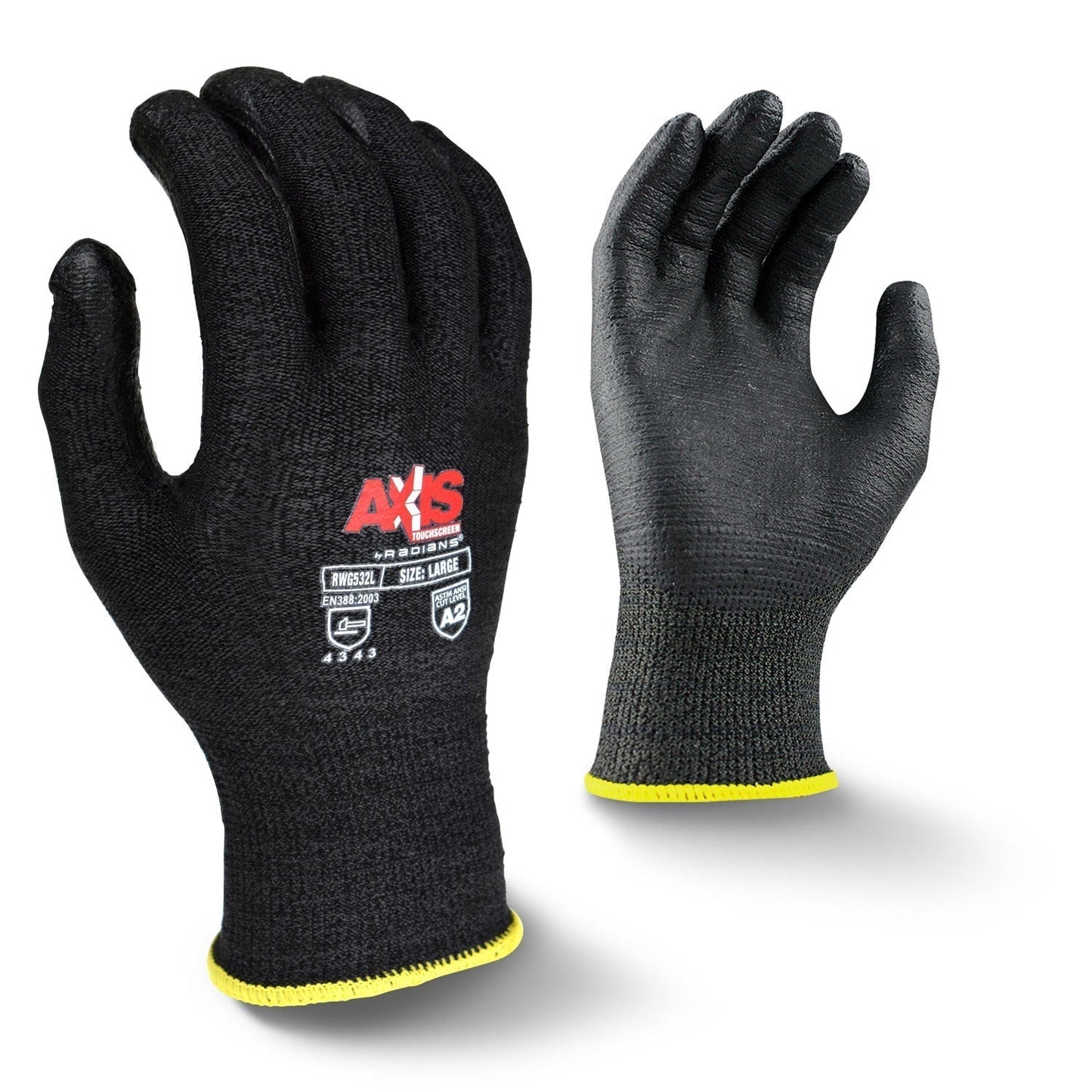 Black String Knit Gloves - Radians - Touchscreen Design