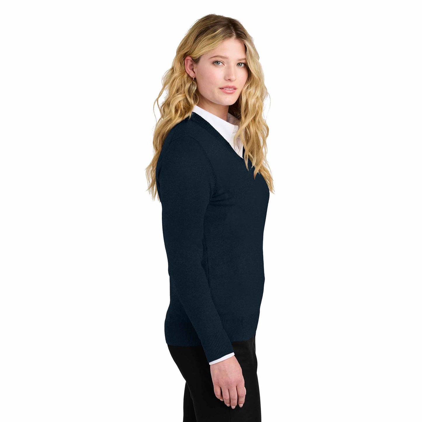 Aegean Blue Sweater - Port Authority - V-Neck Design