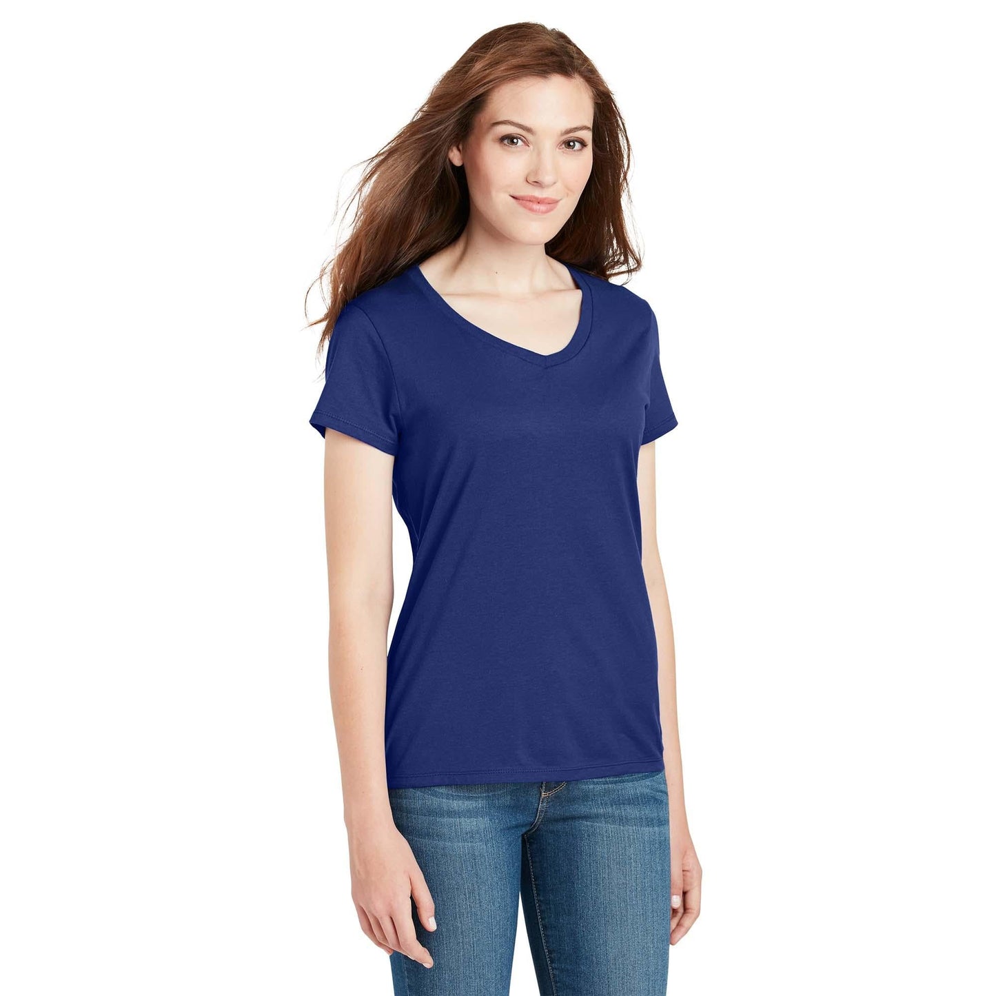 Navy V-Neck T-Shirt - Hanes - Soft Cotton Comfort